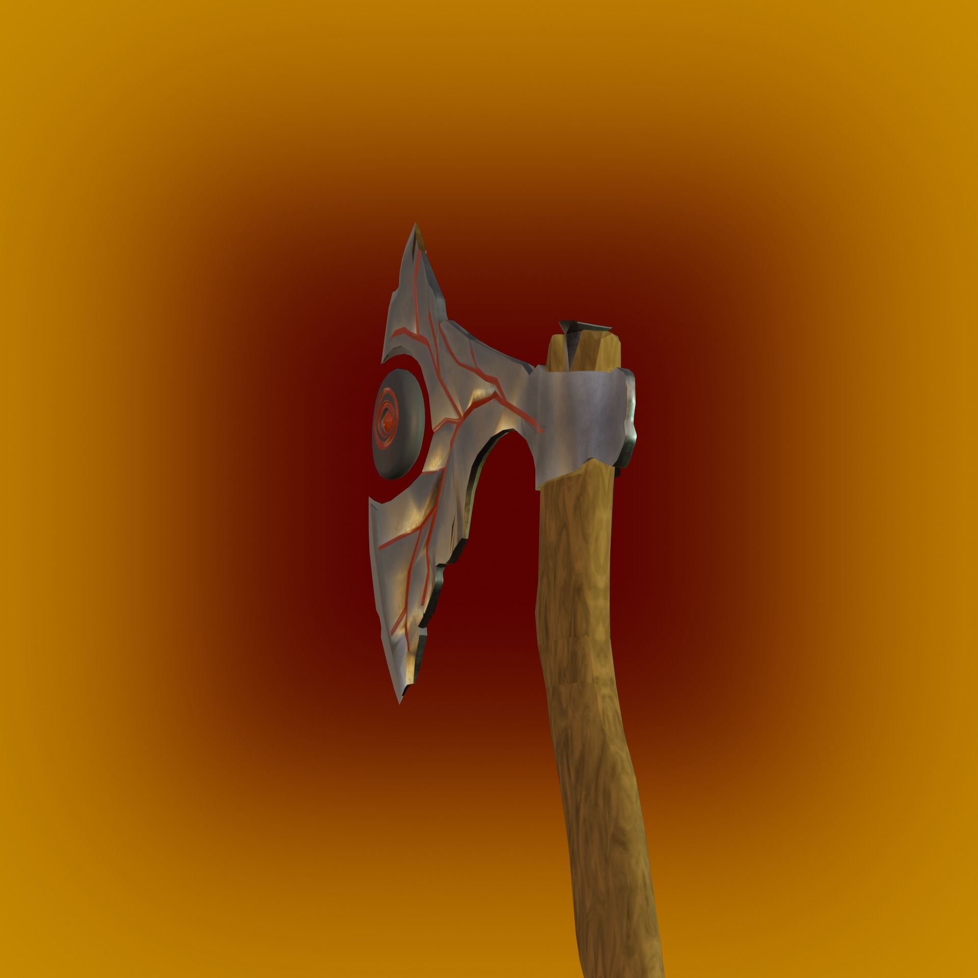 axe lava weapon low-poly ready for the game PBR  Low-poly 3D model_2
