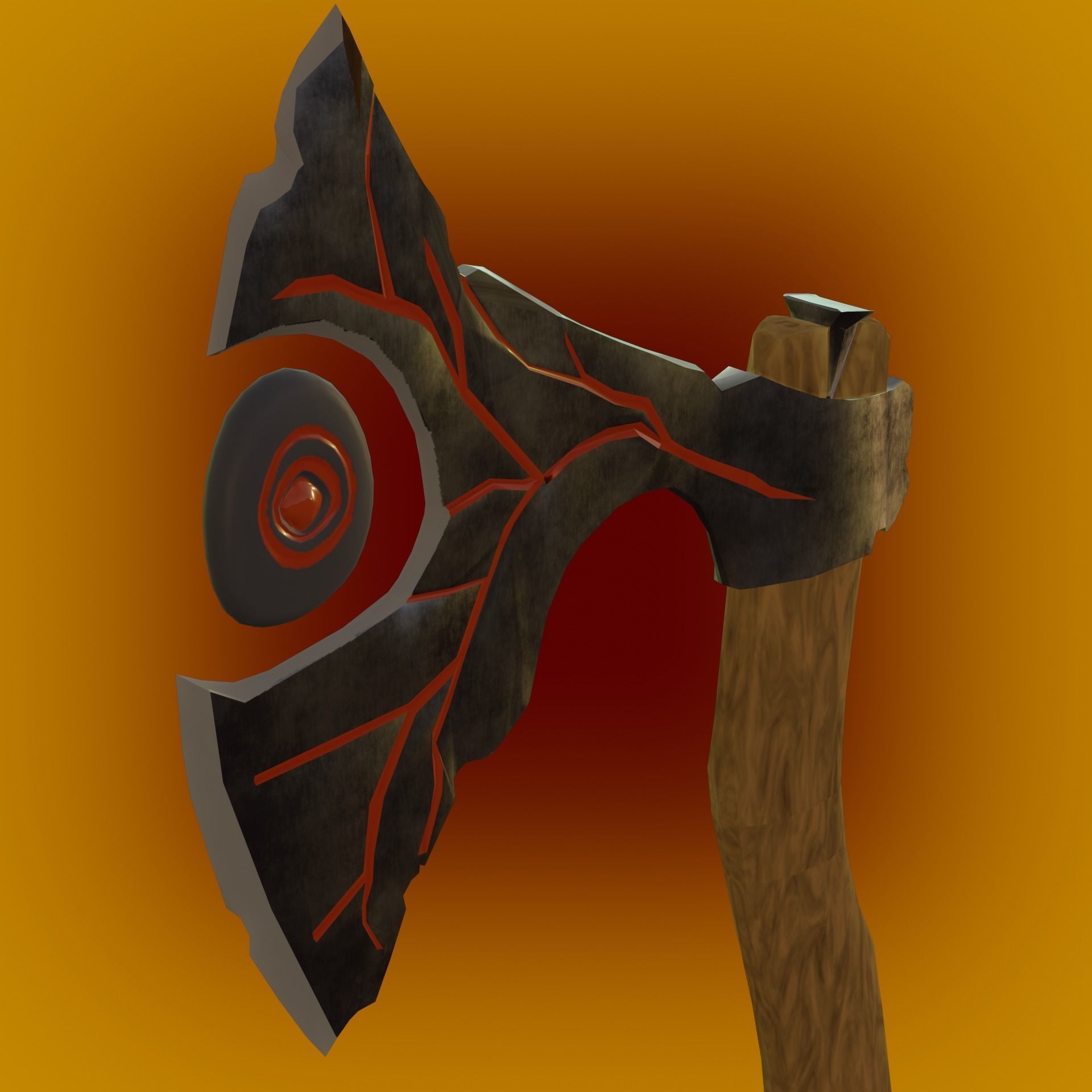 axe lava weapon low-poly ready for the game PBR  Low-poly 3D model_1