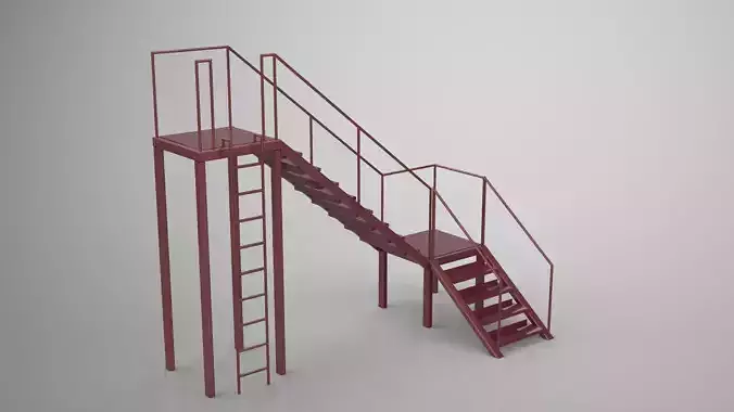 Staircase metal ladder with stairs