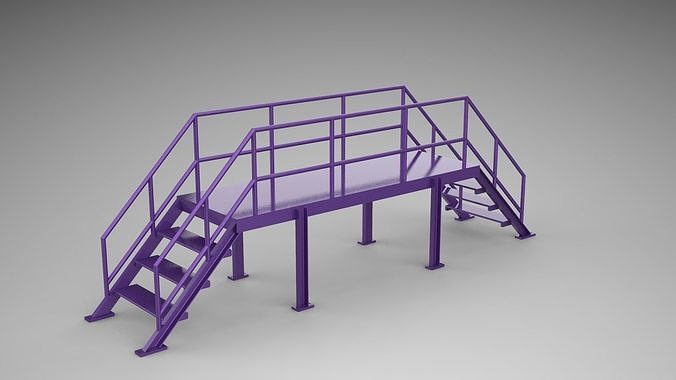 Stair ladder with metal steps 3D model