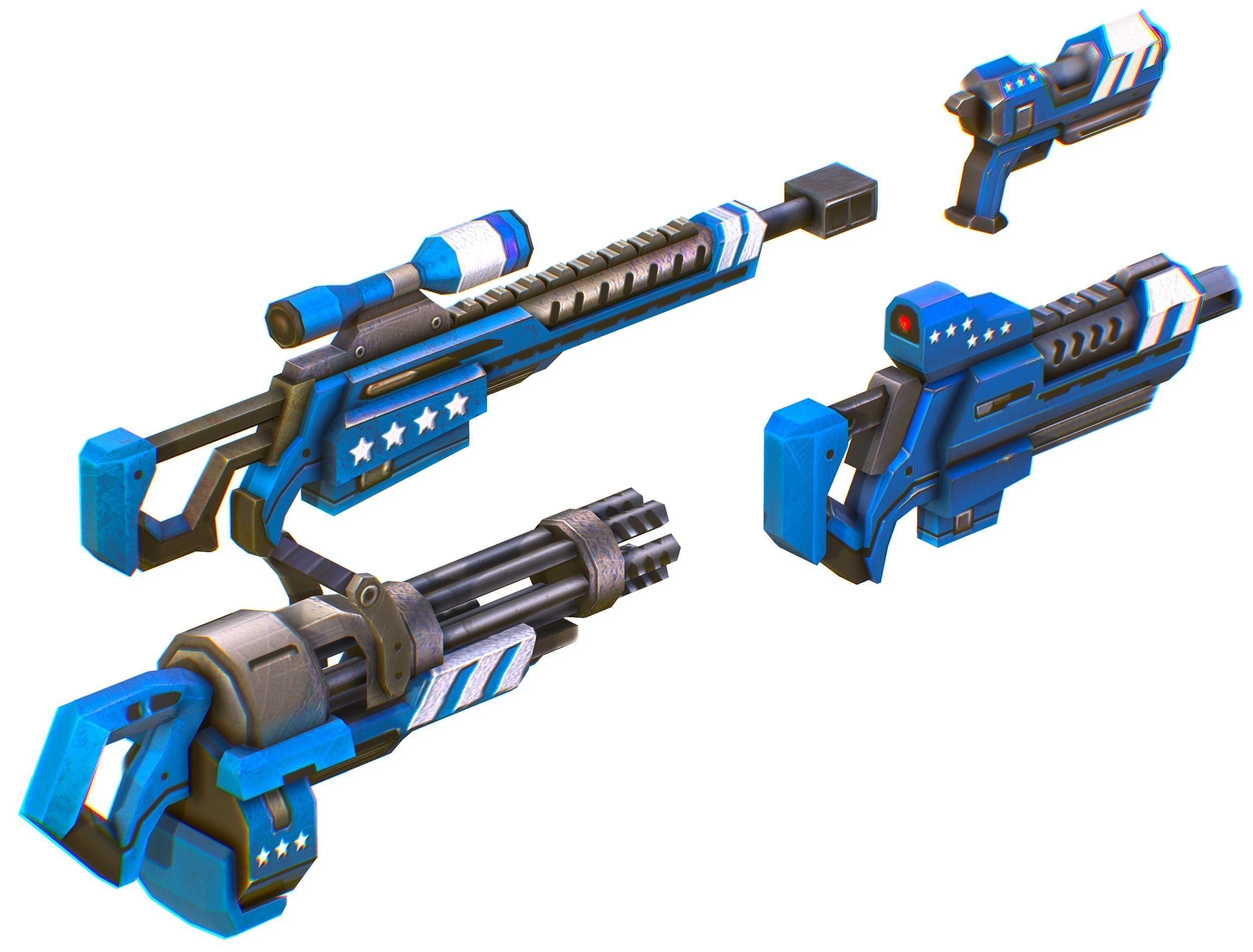 Lowpoly Cartoon Weapons Alliance Set Low-poly 3D model_2