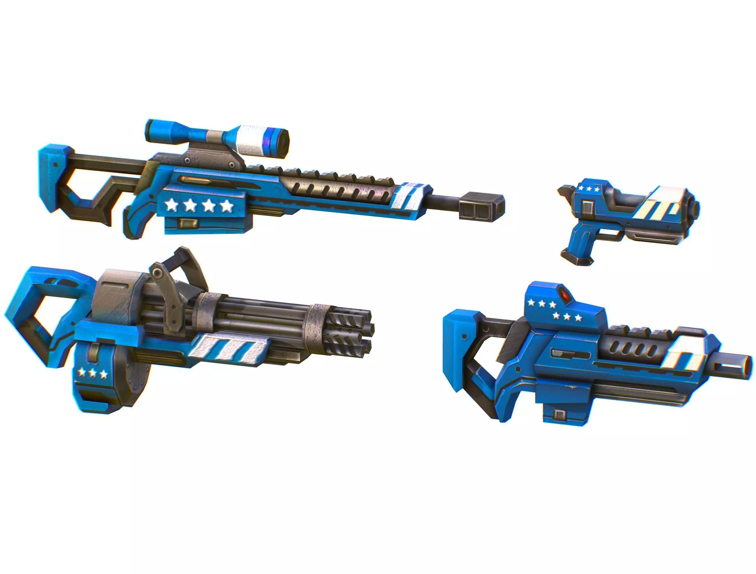 Lowpoly Cartoon Weapons Alliance Set Low-poly 3D model_0