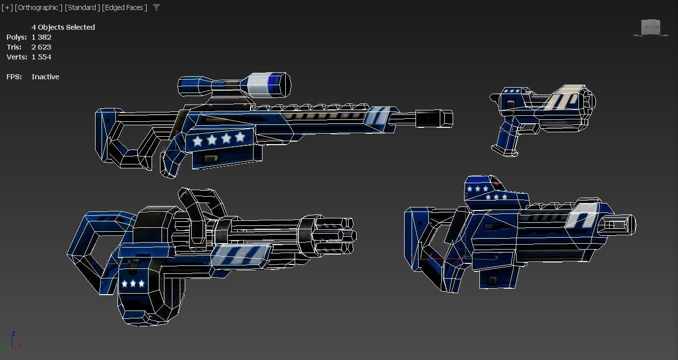 Lowpoly Cartoon Weapons Alliance Set Low-poly 3D model_4