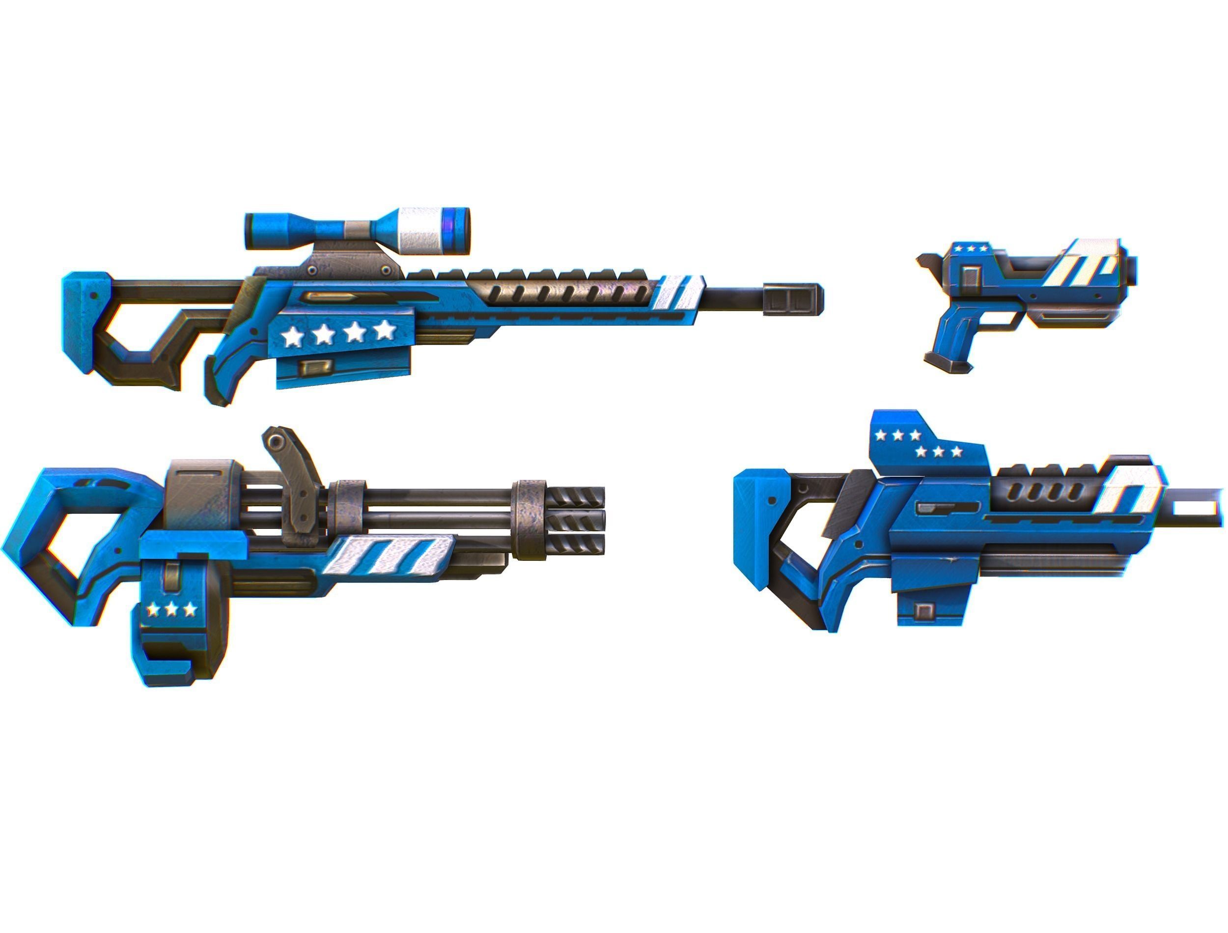 Lowpoly Cartoon Weapons Alliance Set Low-poly 3D model_1