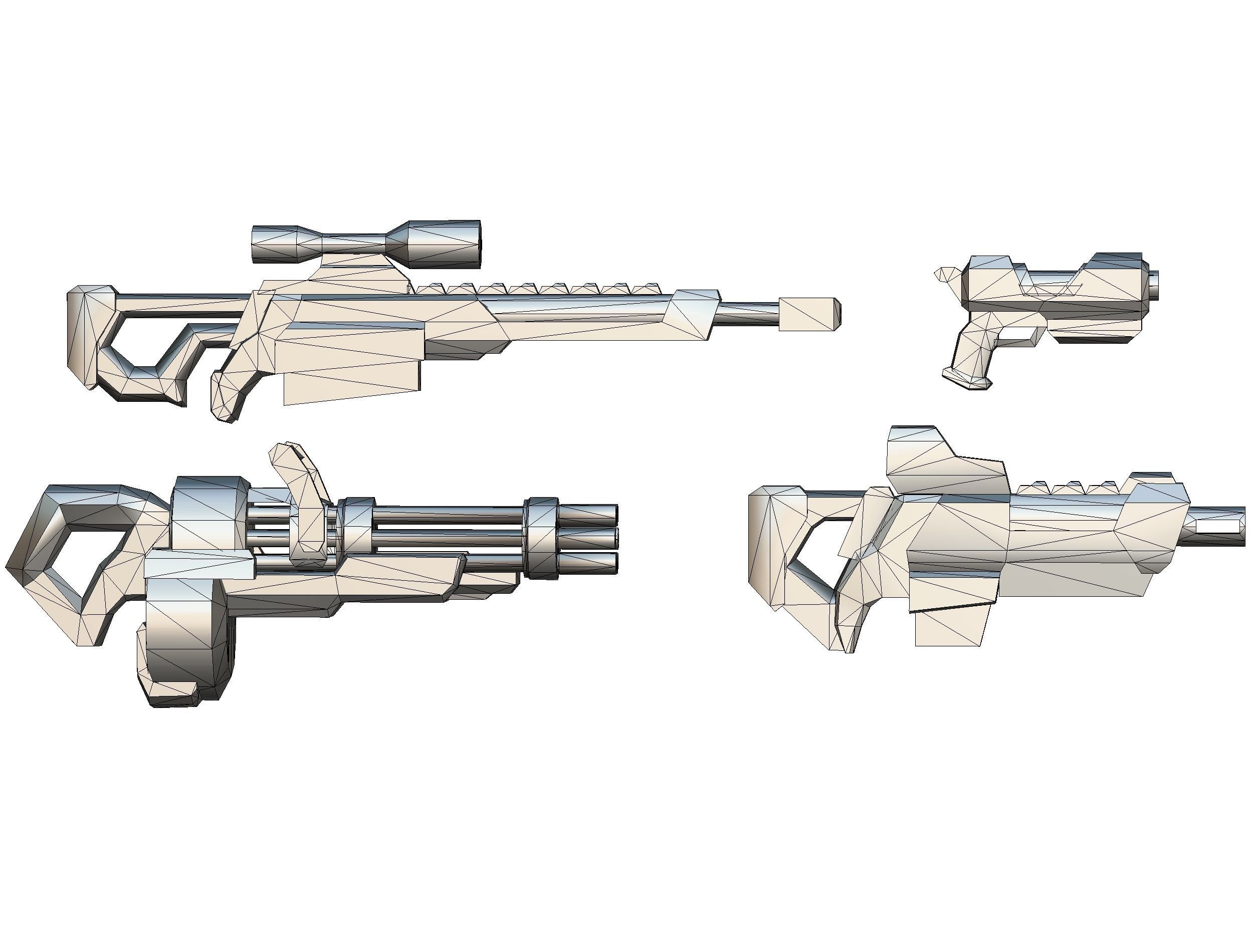 Lowpoly Cartoon Weapons Alliance Set Low-poly 3D model_3