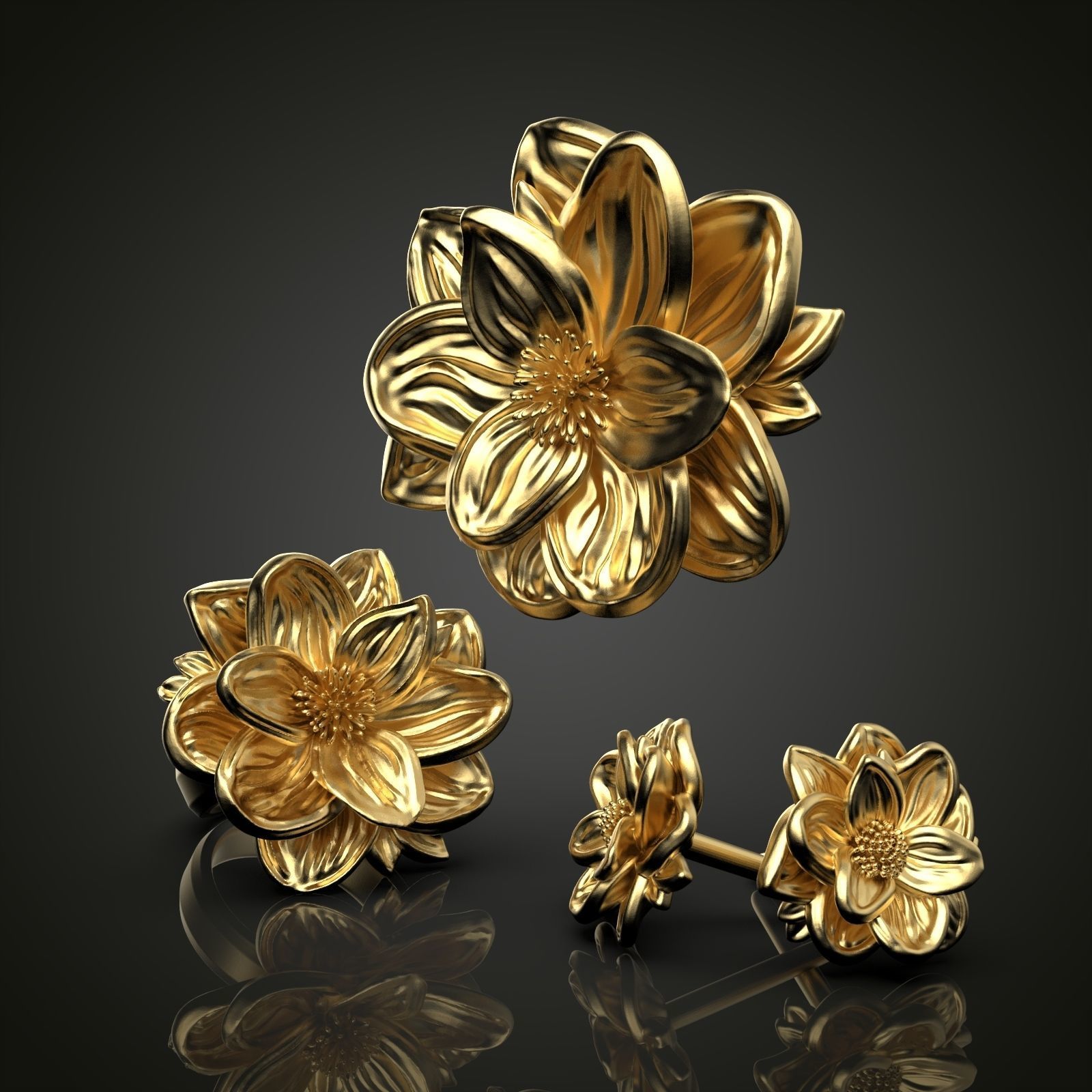 Lotus Flower Set 3D print model_1