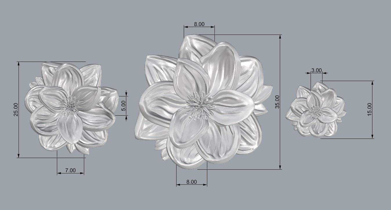 Lotus Flower Set 3D print model_4