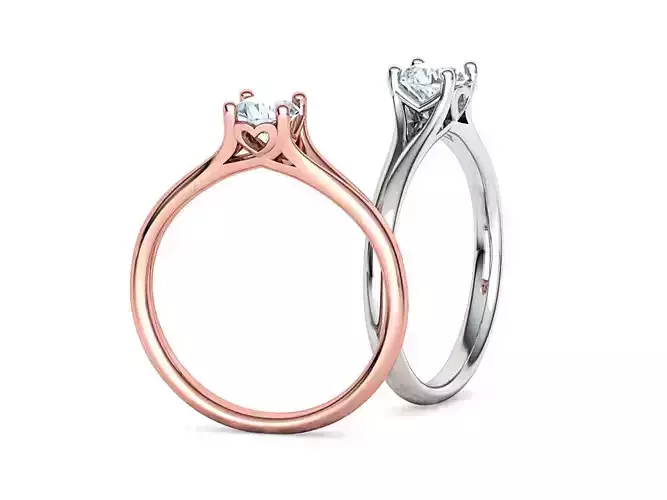 Solitaire Half Carat Stone 3dprint ring Aria Hearts trellis ring 3D print model