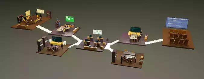 Business Office Rooms Isometric 3D model