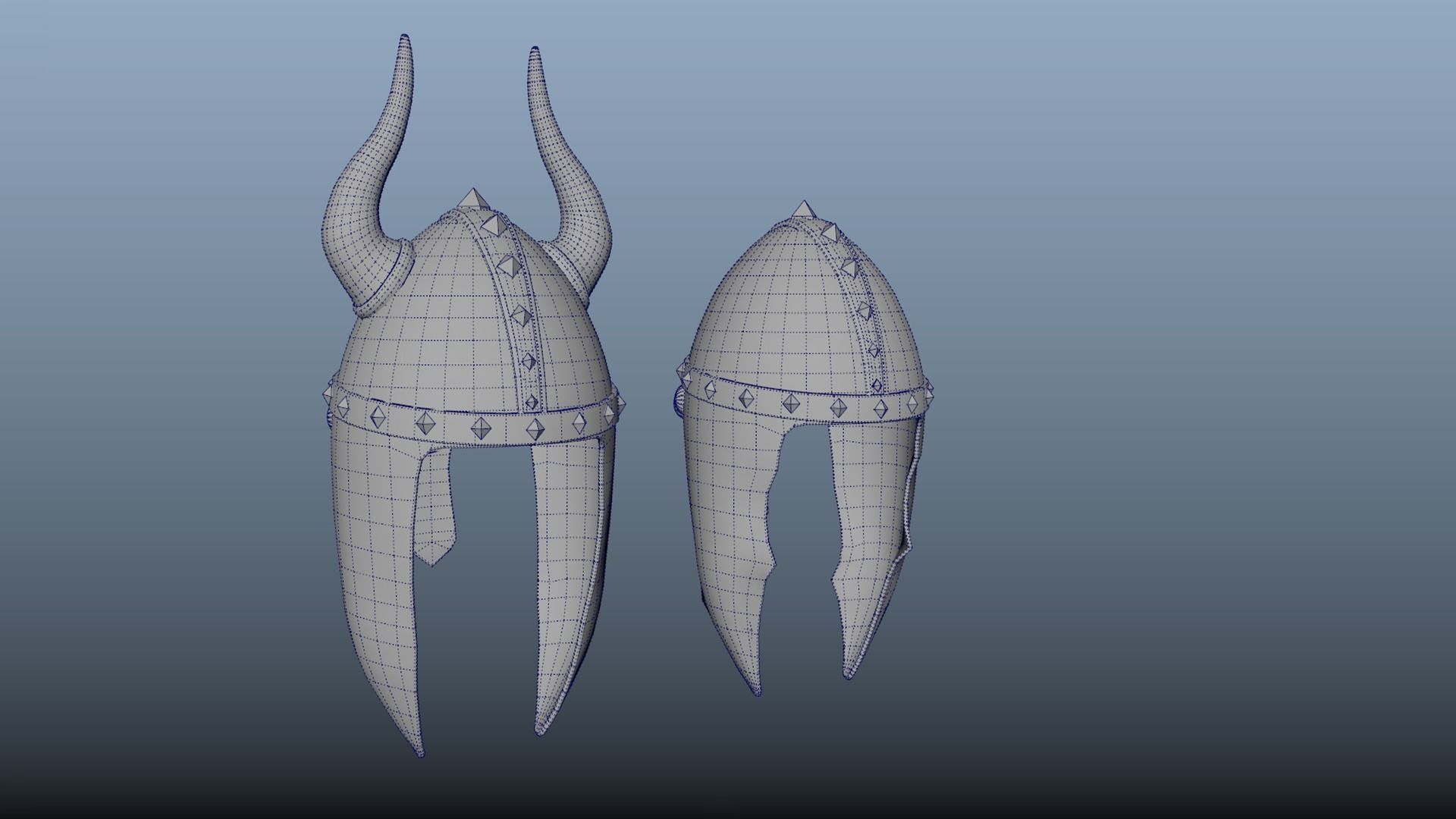 Stylized metal helmet of a knight PBR game ready Low-poly 3D model_8