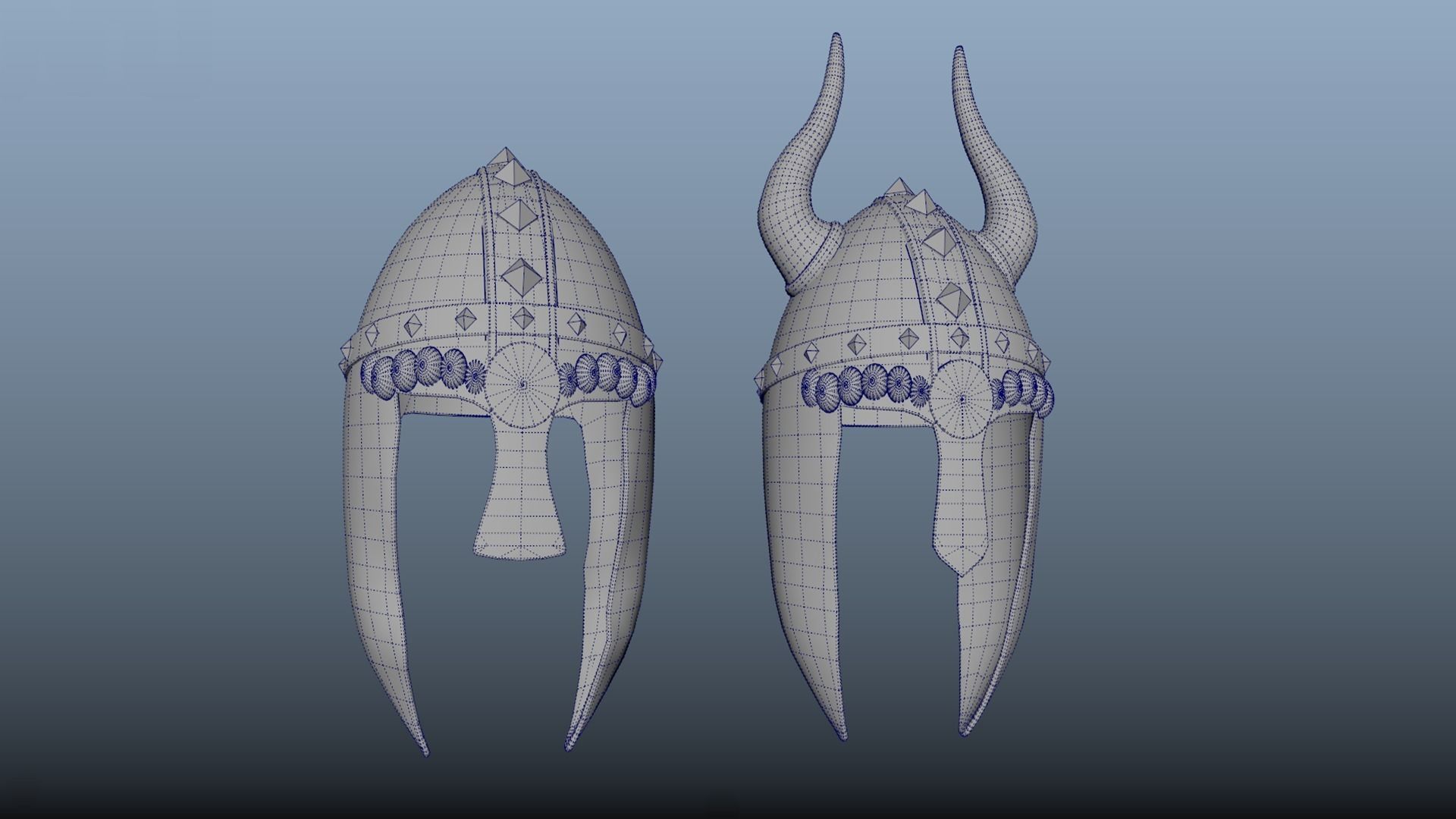 Stylized metal helmet of a knight PBR game ready Low-poly 3D model_6