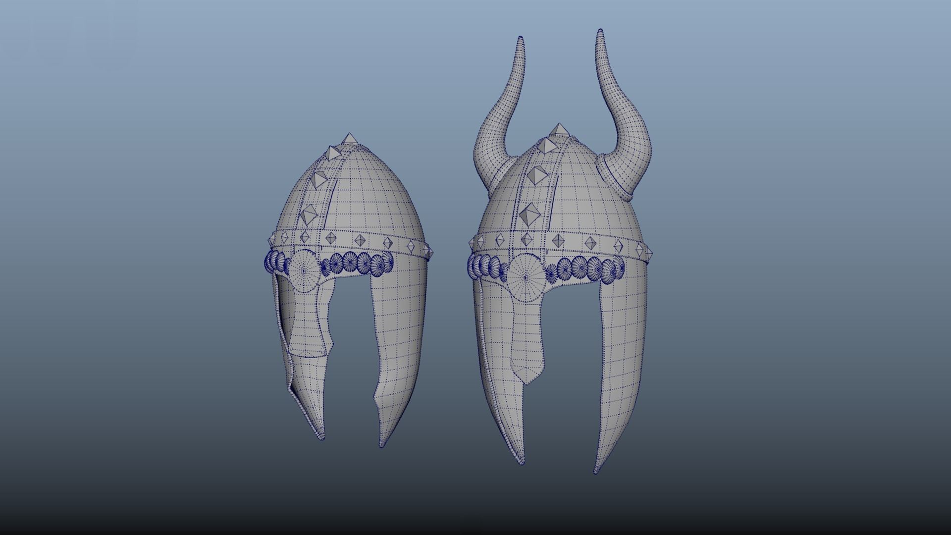 Stylized metal helmet of a knight PBR game ready Low-poly 3D model_7