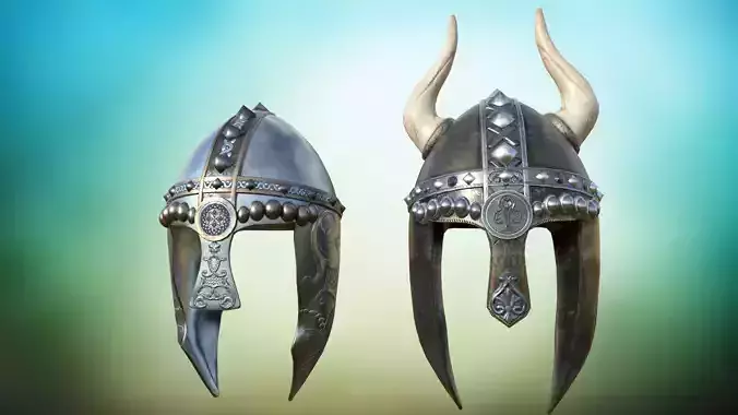 Stylized metal helmet of a knight PBR game ready