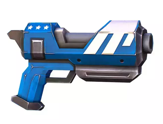 LowPoly Sci-Fi Cartoon Pistol Gun