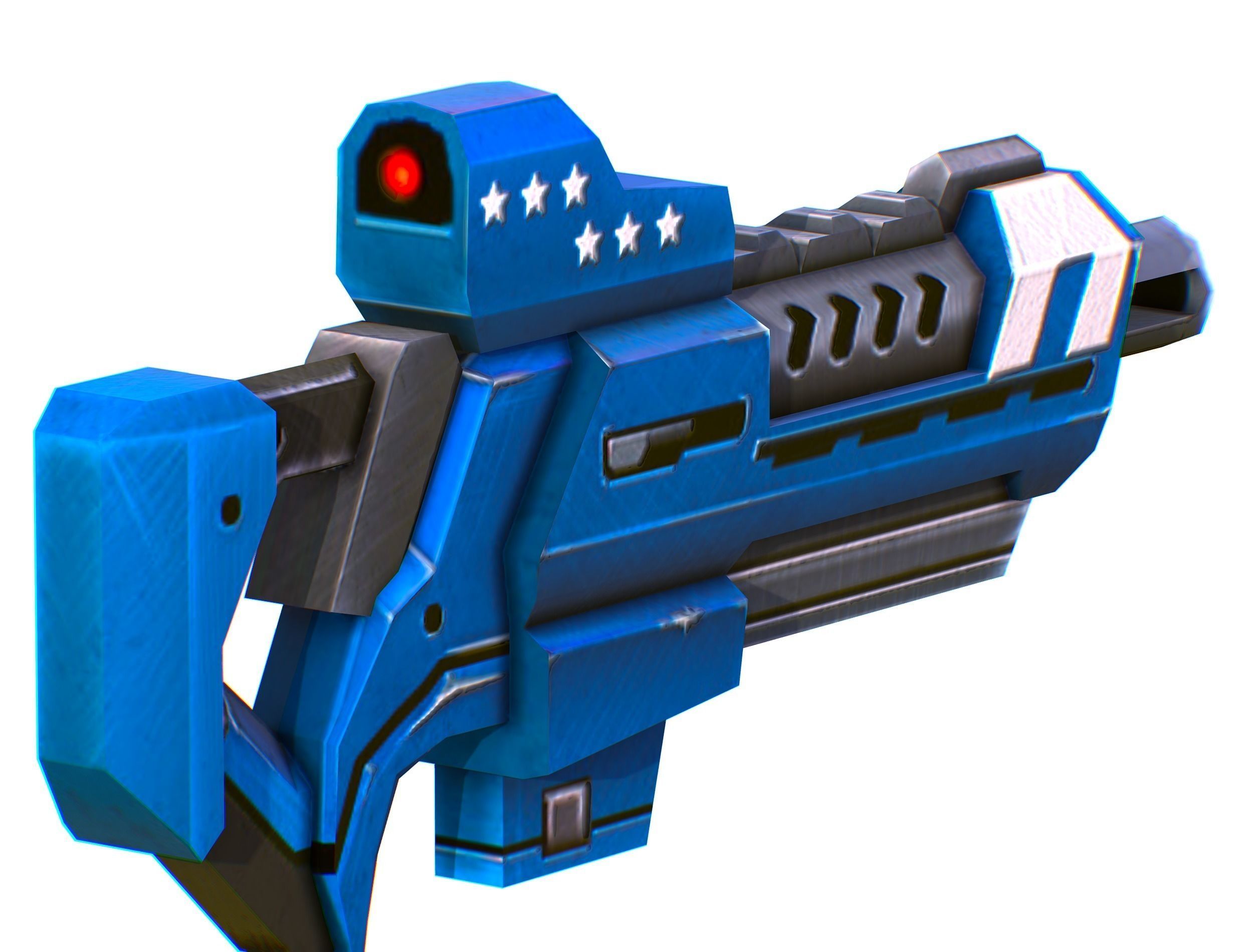LowPoly Sci-Fi Cartoon Assault Rifle Future Low-poly 3D model_15