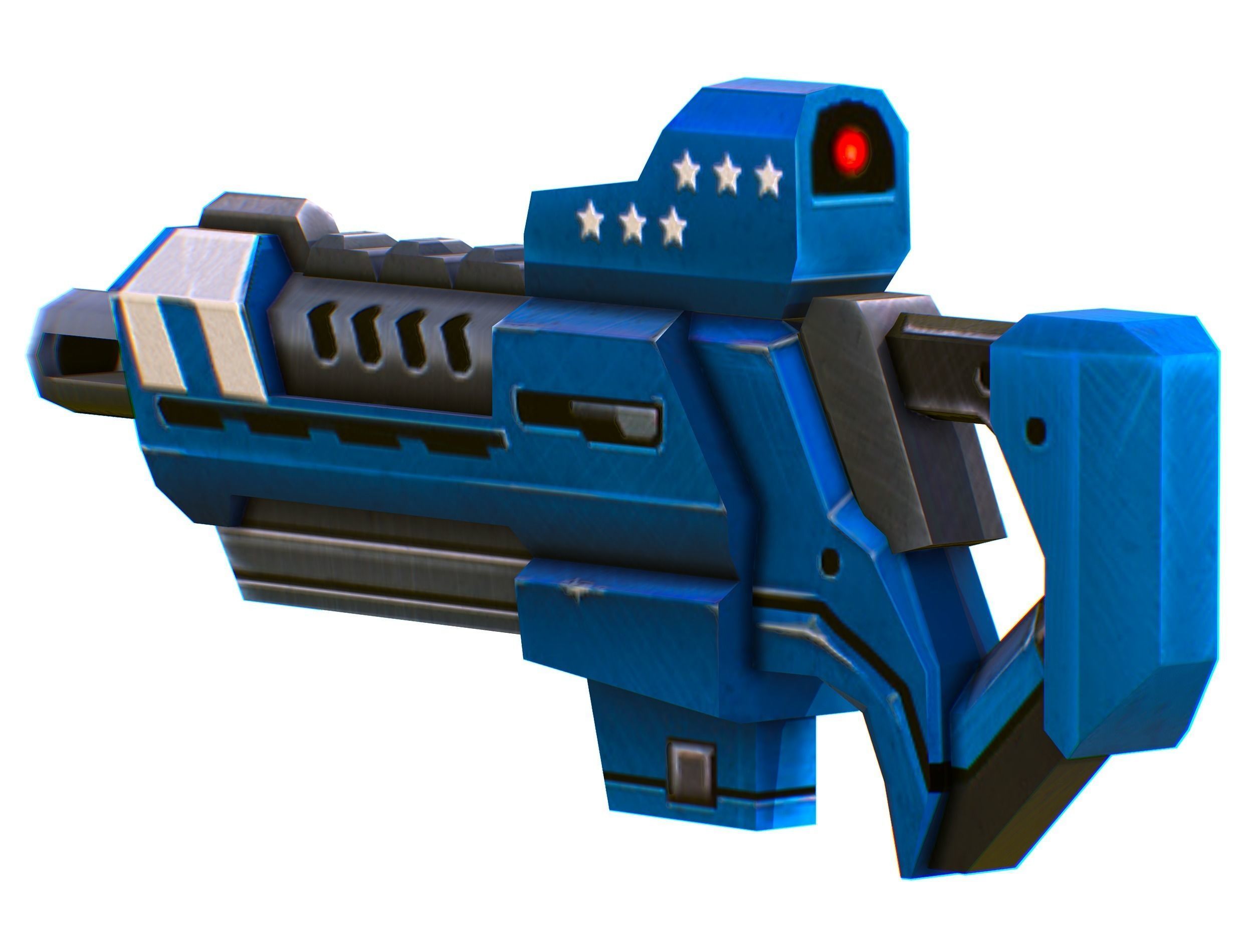 LowPoly Sci-Fi Cartoon Assault Rifle Future Low-poly 3D model_22