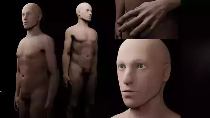 Male Human Body Basemesh Rigged UV  low-poly Low-poly 3D model