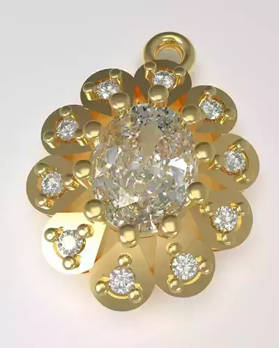 Pendant with oval gem