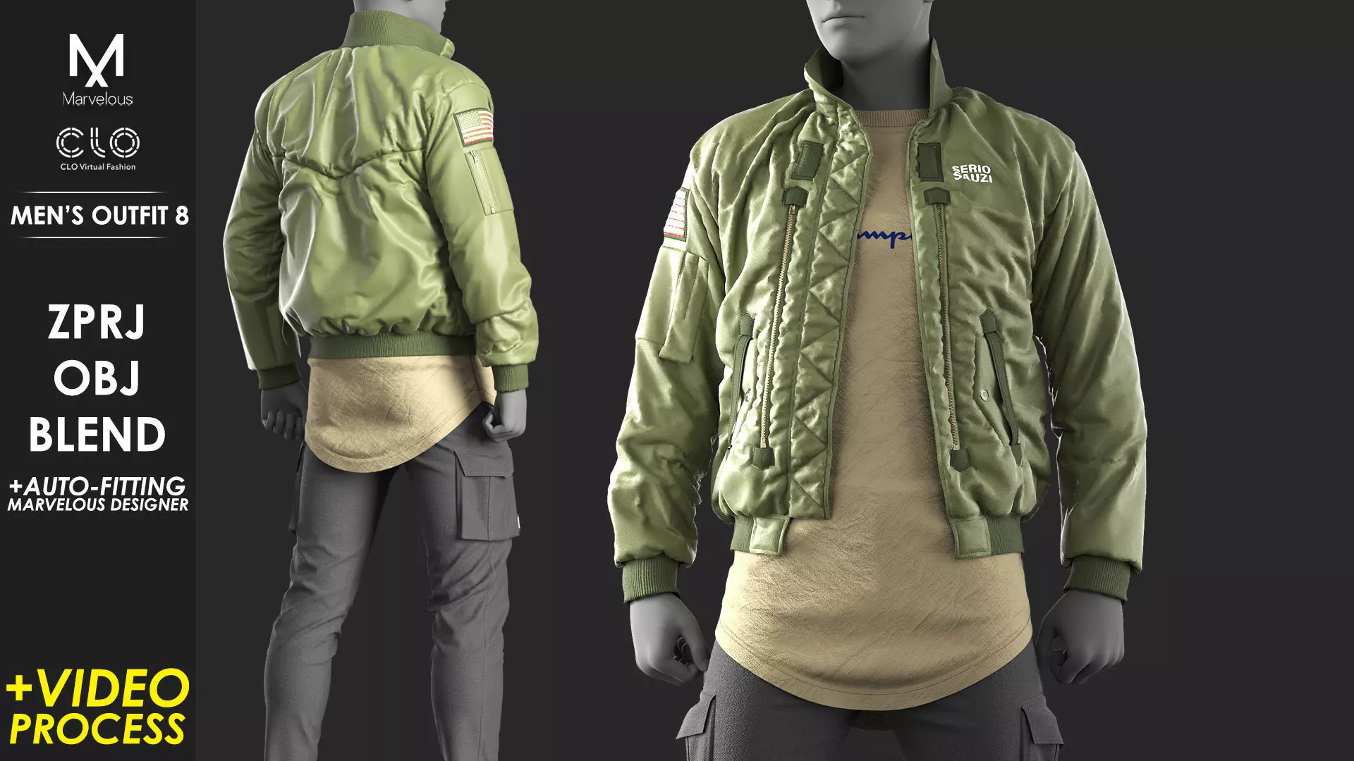 Mens Outfit 8 - Marvelous Designer with Video Process 3D model_0
