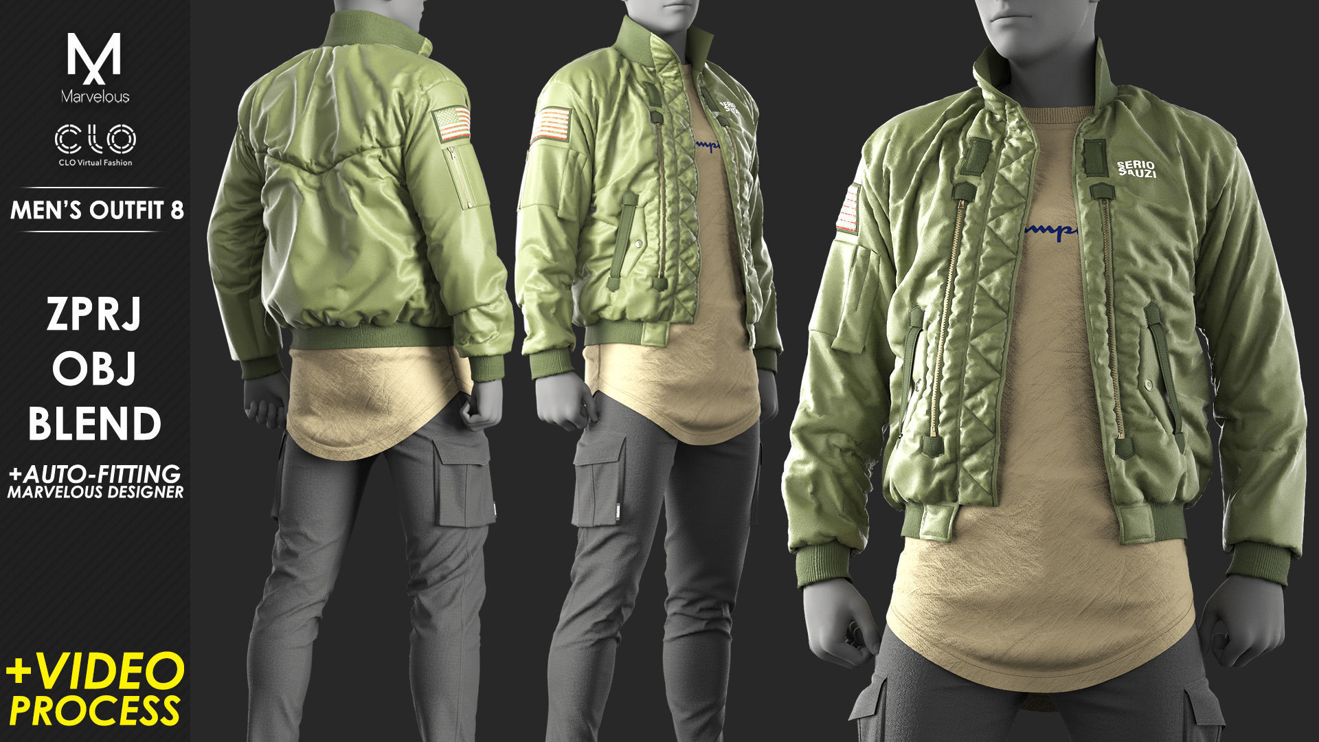 Mens Outfit 8 - Marvelous Designer with Video Process 3D model_11
