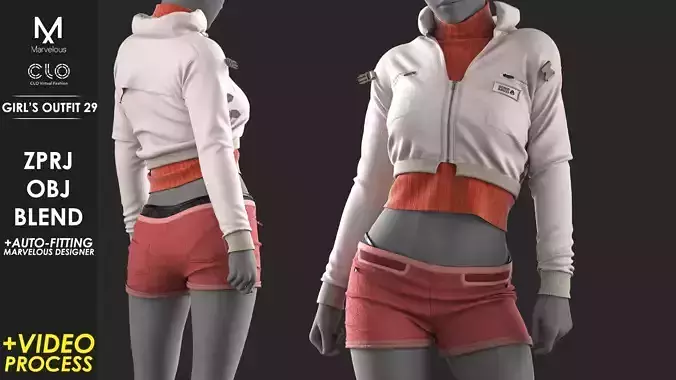 Girls Outfit 29 - Marvelous Designer with Video Process