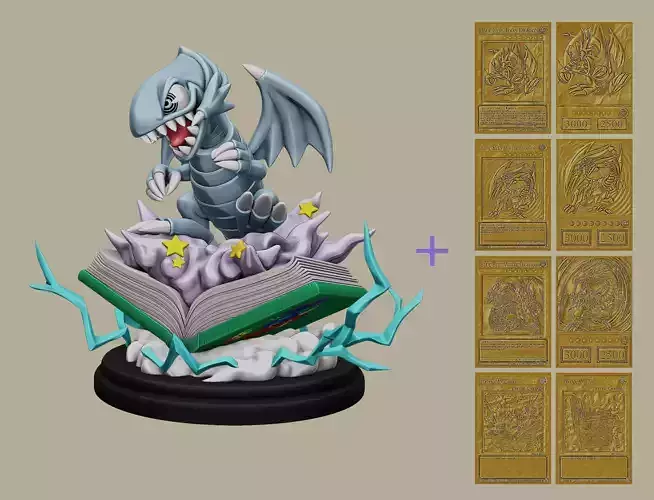blue-eyes toon dragon figure - yugioh 3D print model