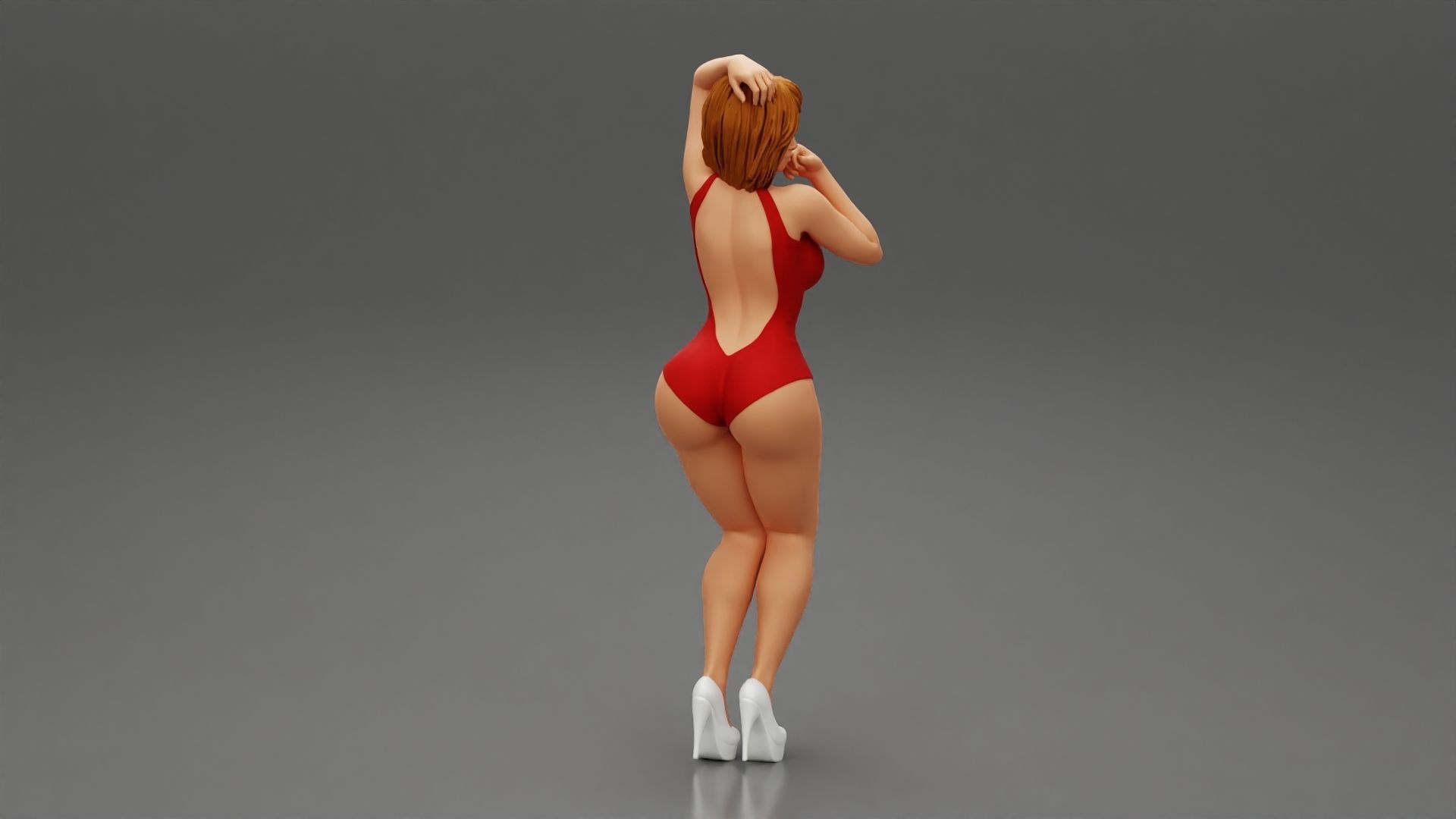 Attractive woman in one piece suit and heels posing 3D print model_1