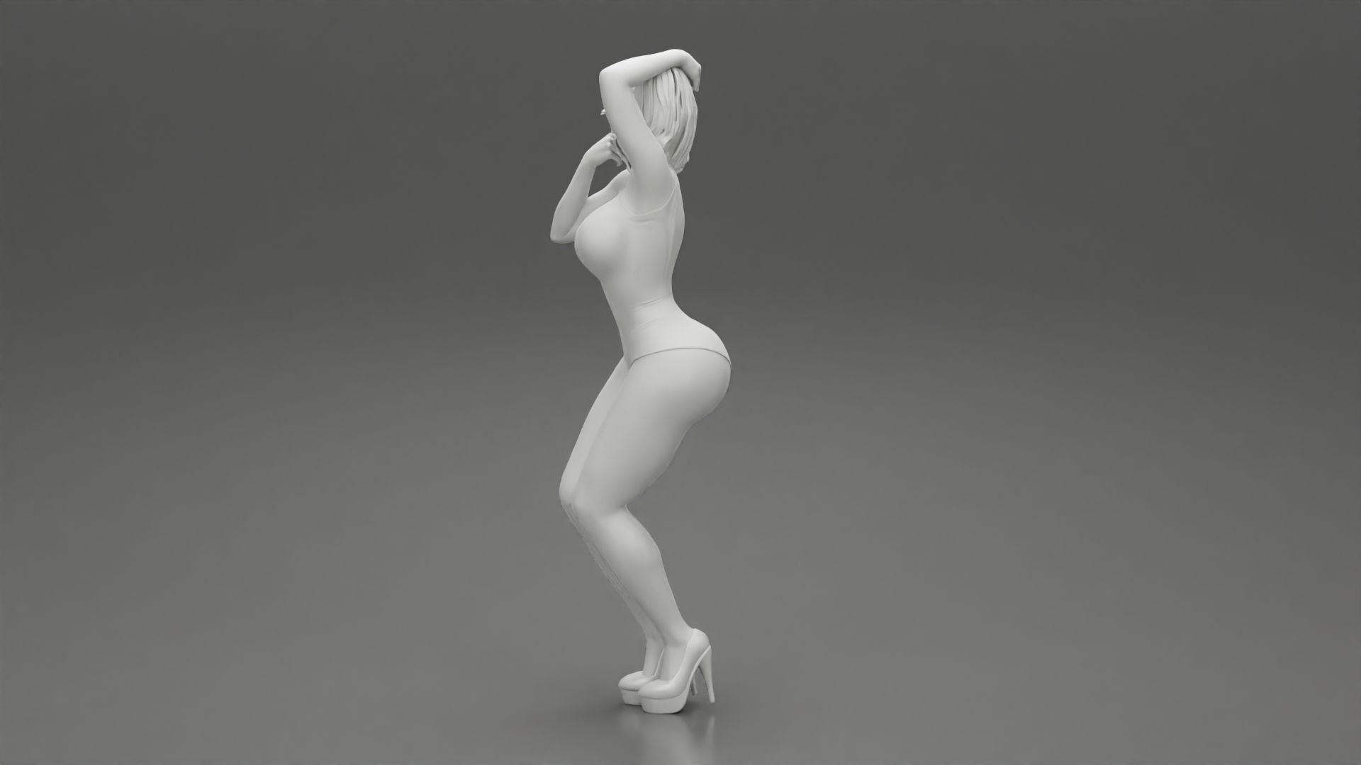 Attractive woman in one piece suit and heels posing 3D print model_9