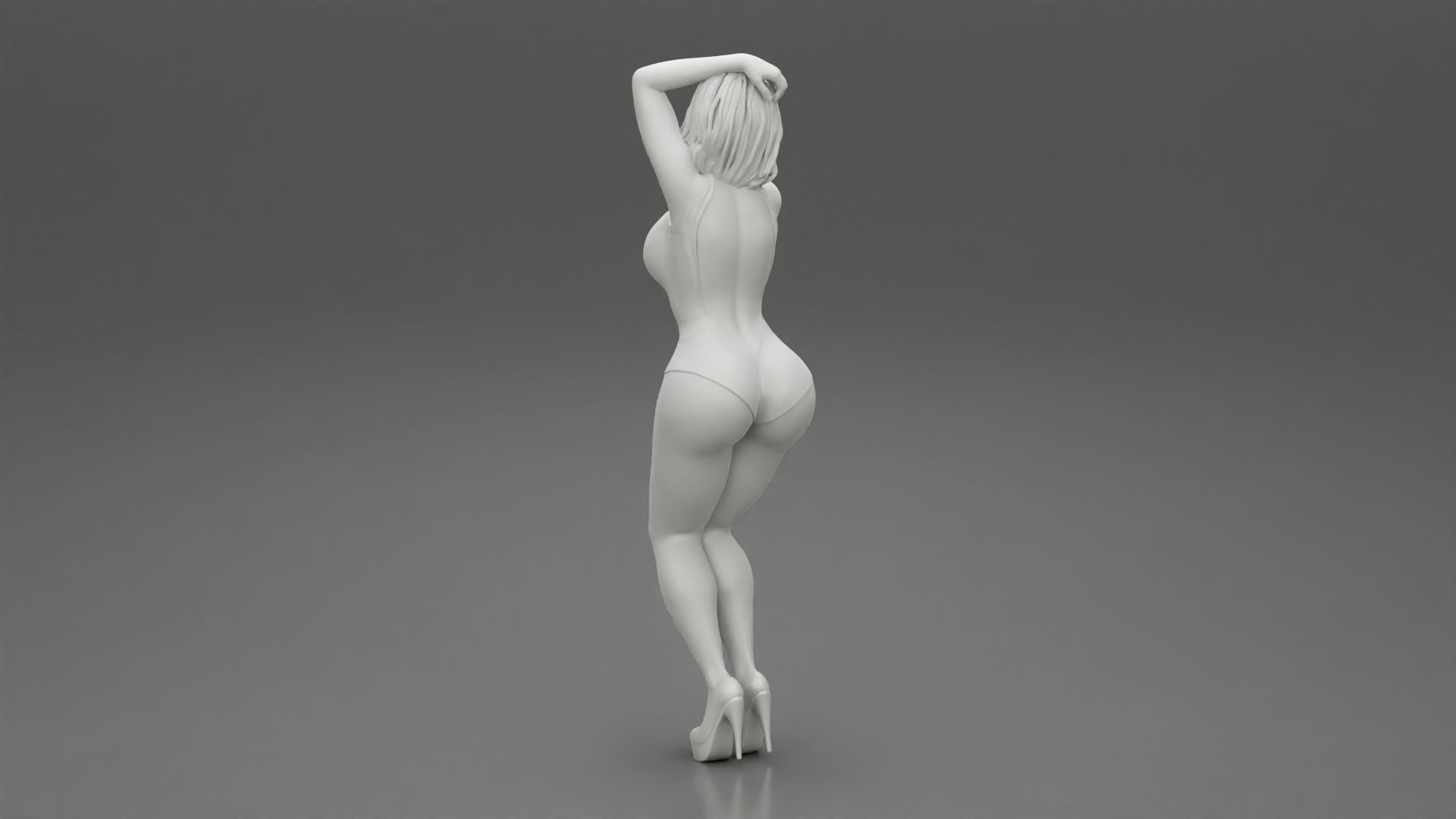 Attractive woman in one piece suit and heels posing 3D print model_8