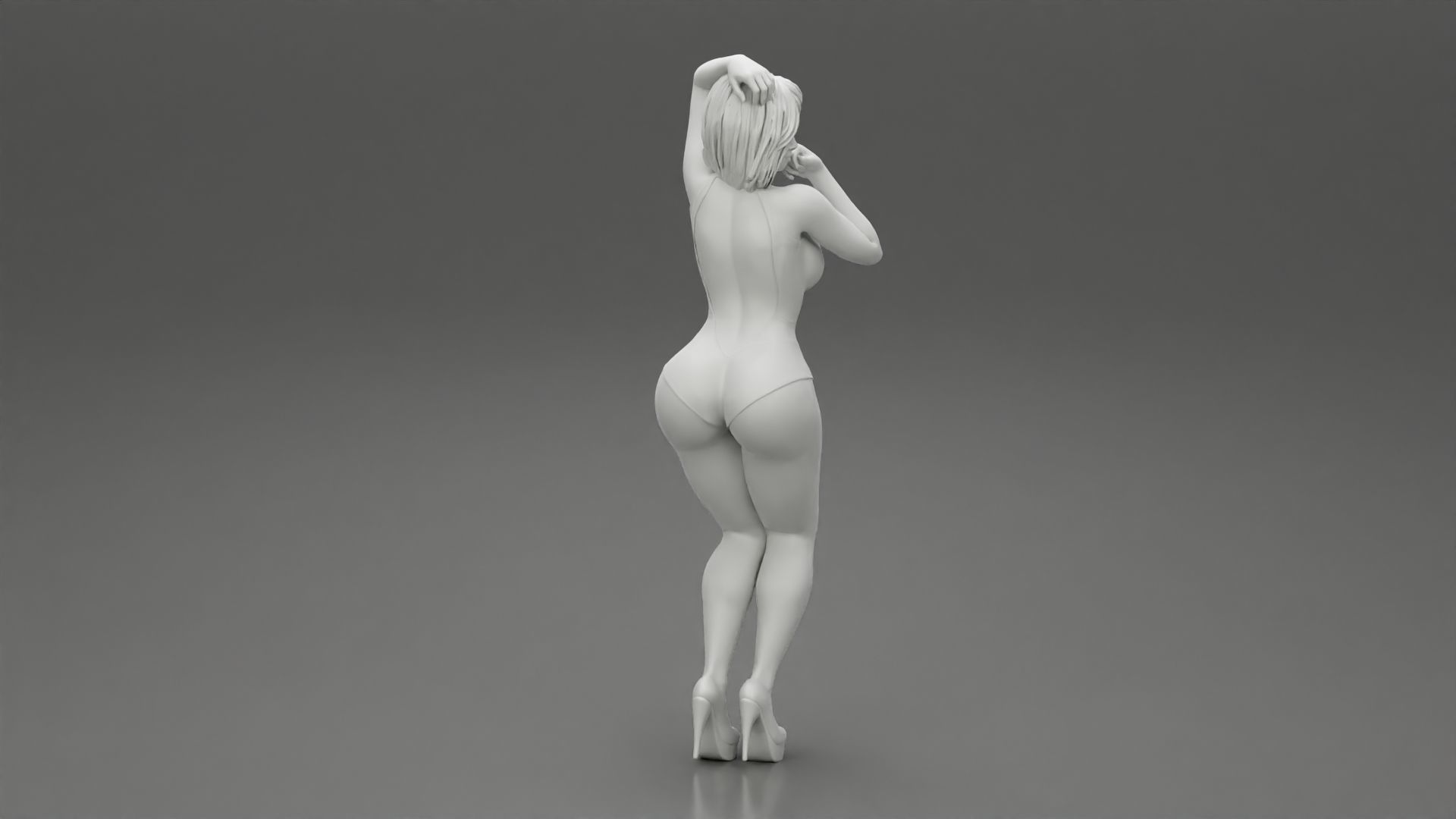 Attractive woman in one piece suit and heels posing 3D print model_7