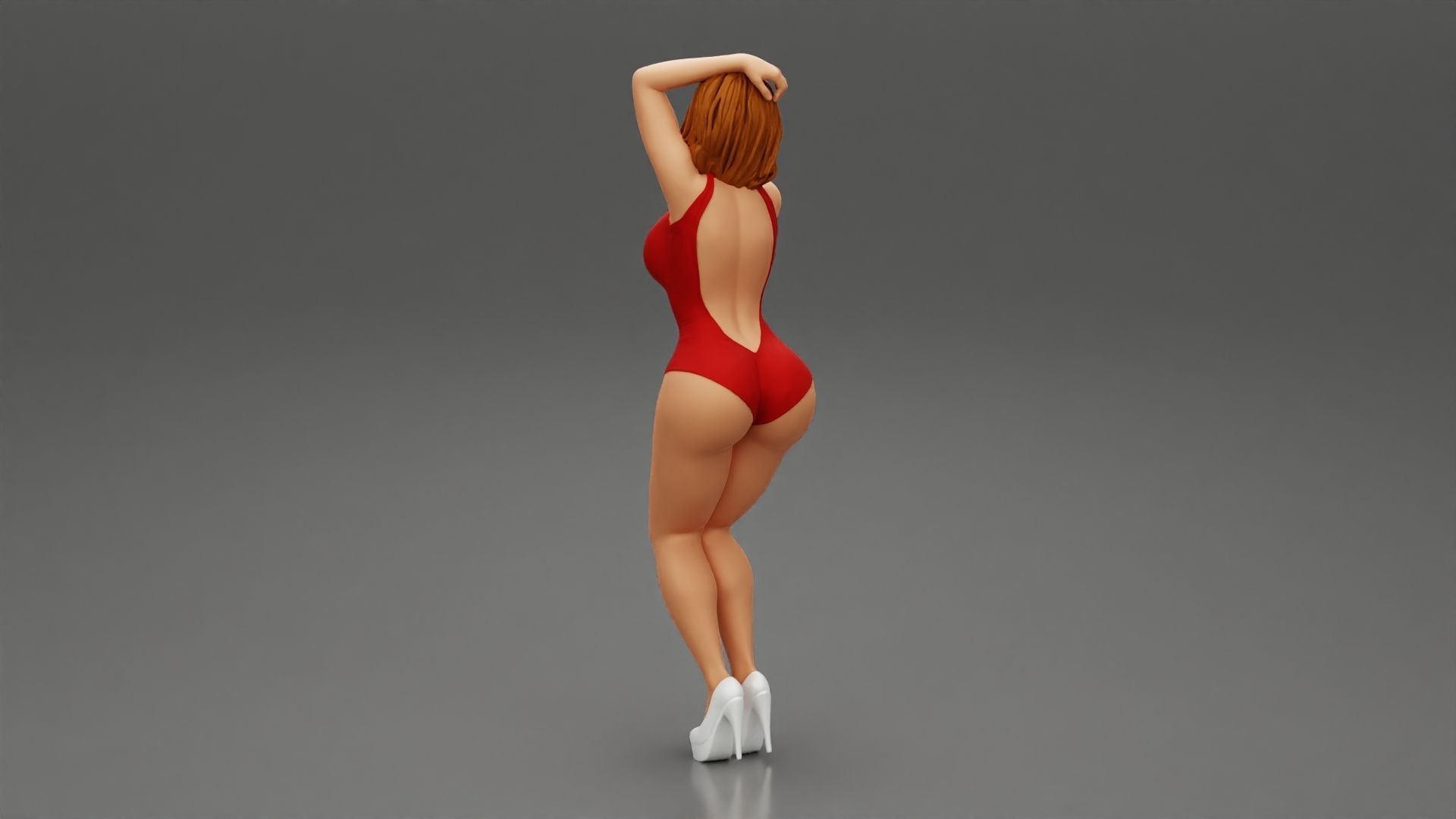Attractive woman in one piece suit and heels posing 3D print model_2