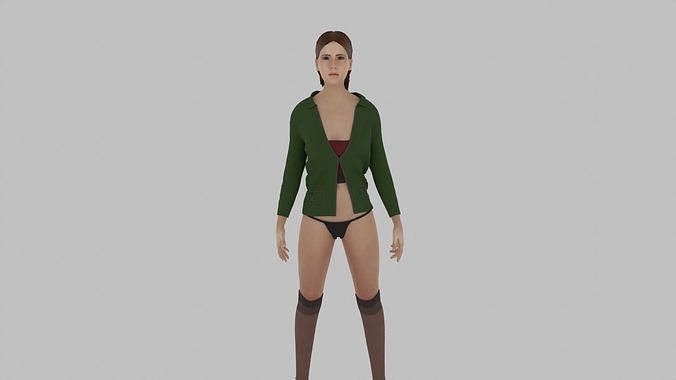 Woman in underwear Low-poly 3D model
