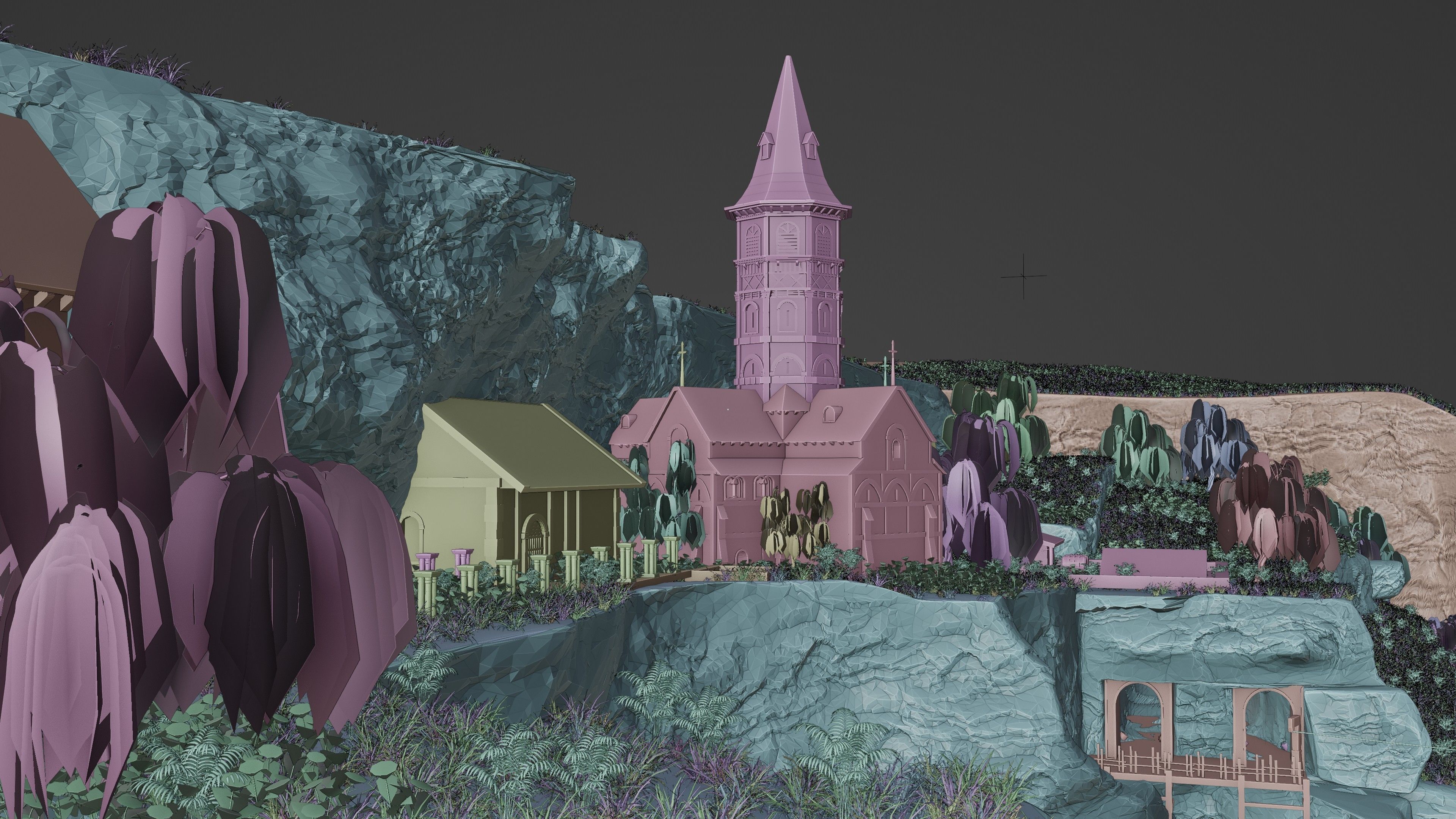 Church with cliffs 3D model_3