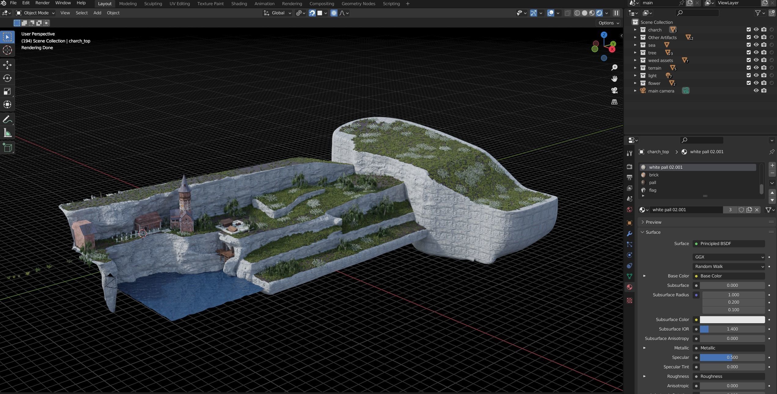 Church with cliffs 3D model_7