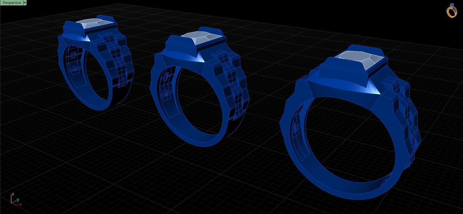 7 Rows Mens ring 3D model 3D printable 3D print model_7