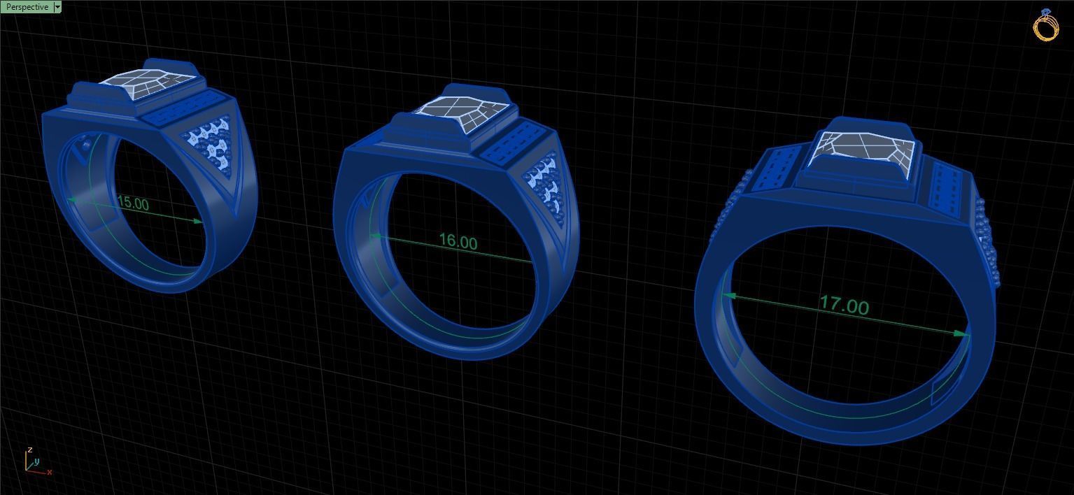 7 Rows Mens ring 3D model 3D printable 3D print model_2