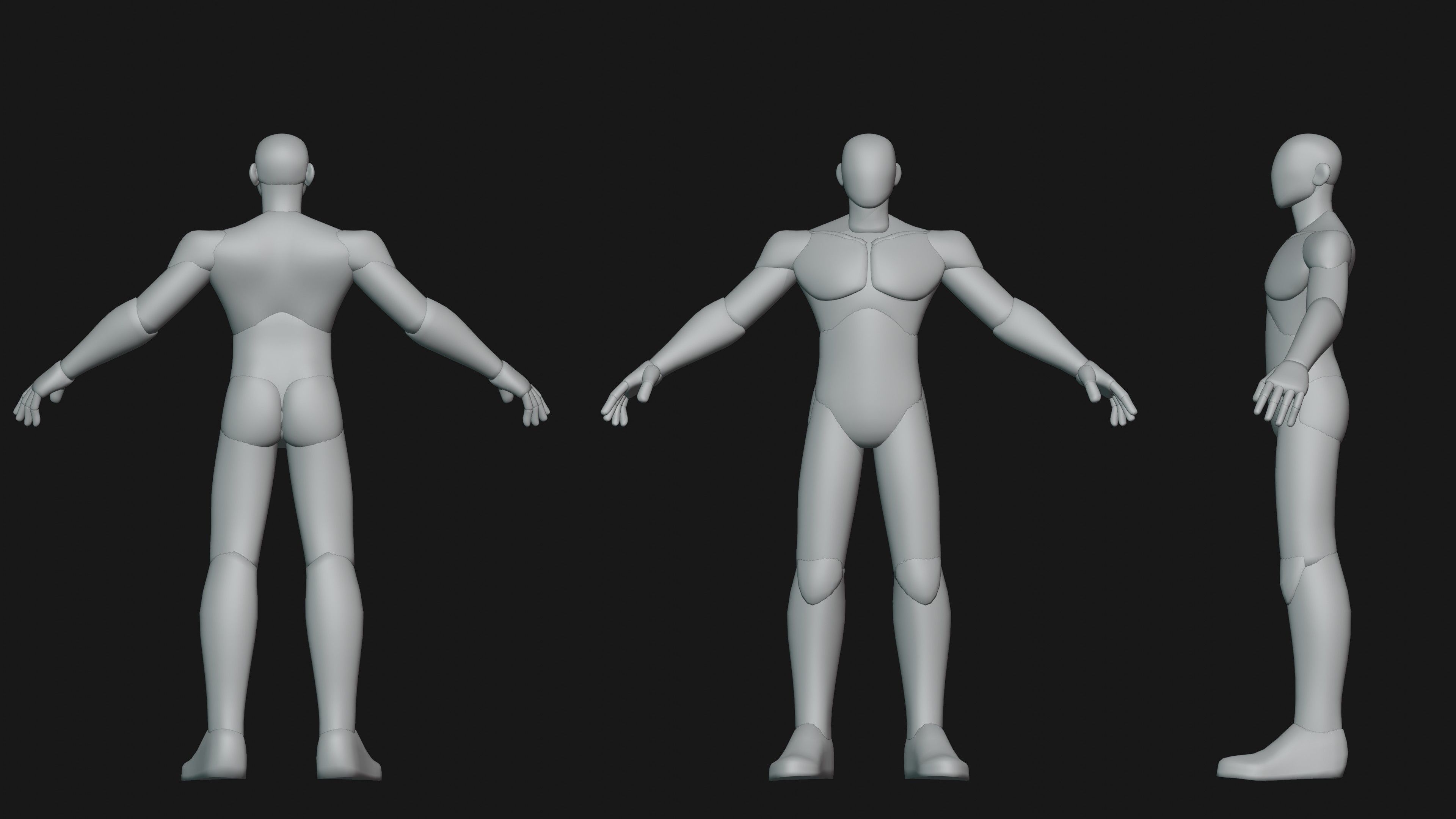 Stylized Male Blockout Low-poly 3D model_4
