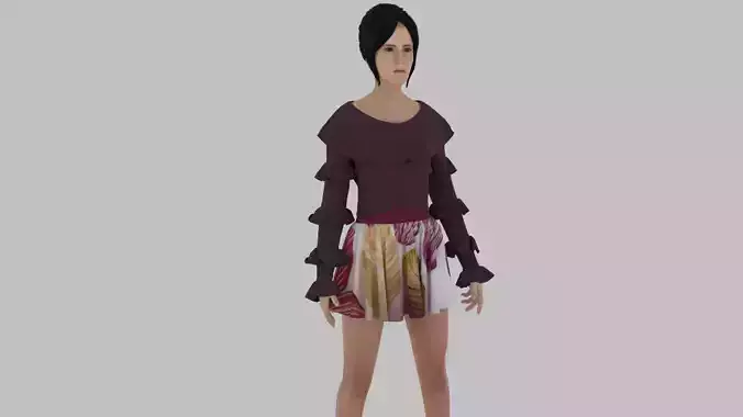 Realistic Woman in top and shorts