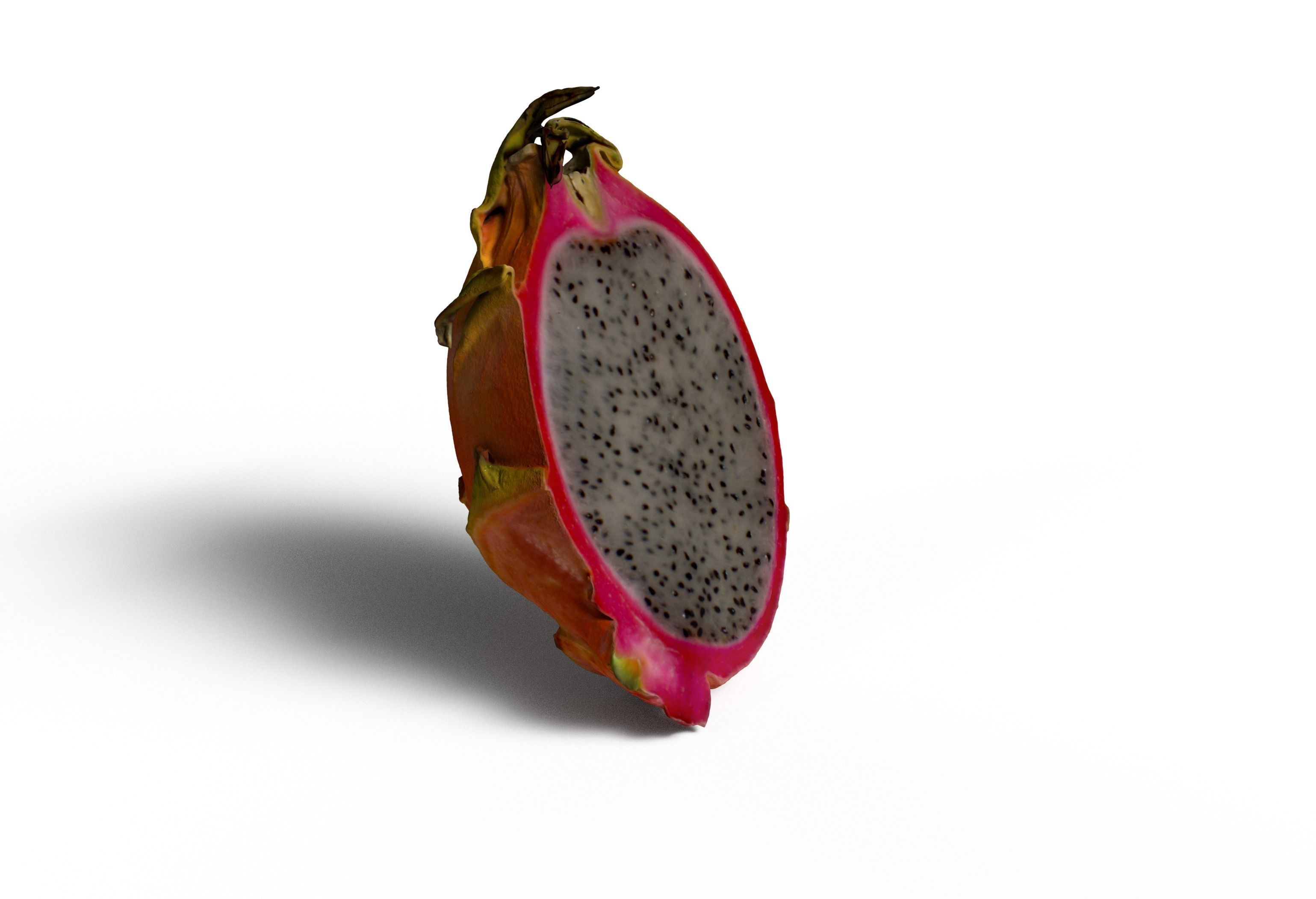 Dragonfruit whole half quarter Free 3D model_4