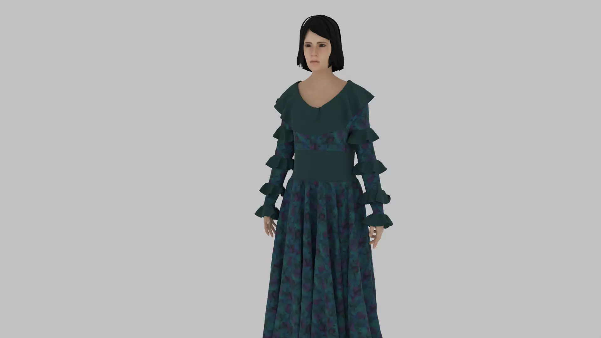 Female Character Low-poly 3D model_0