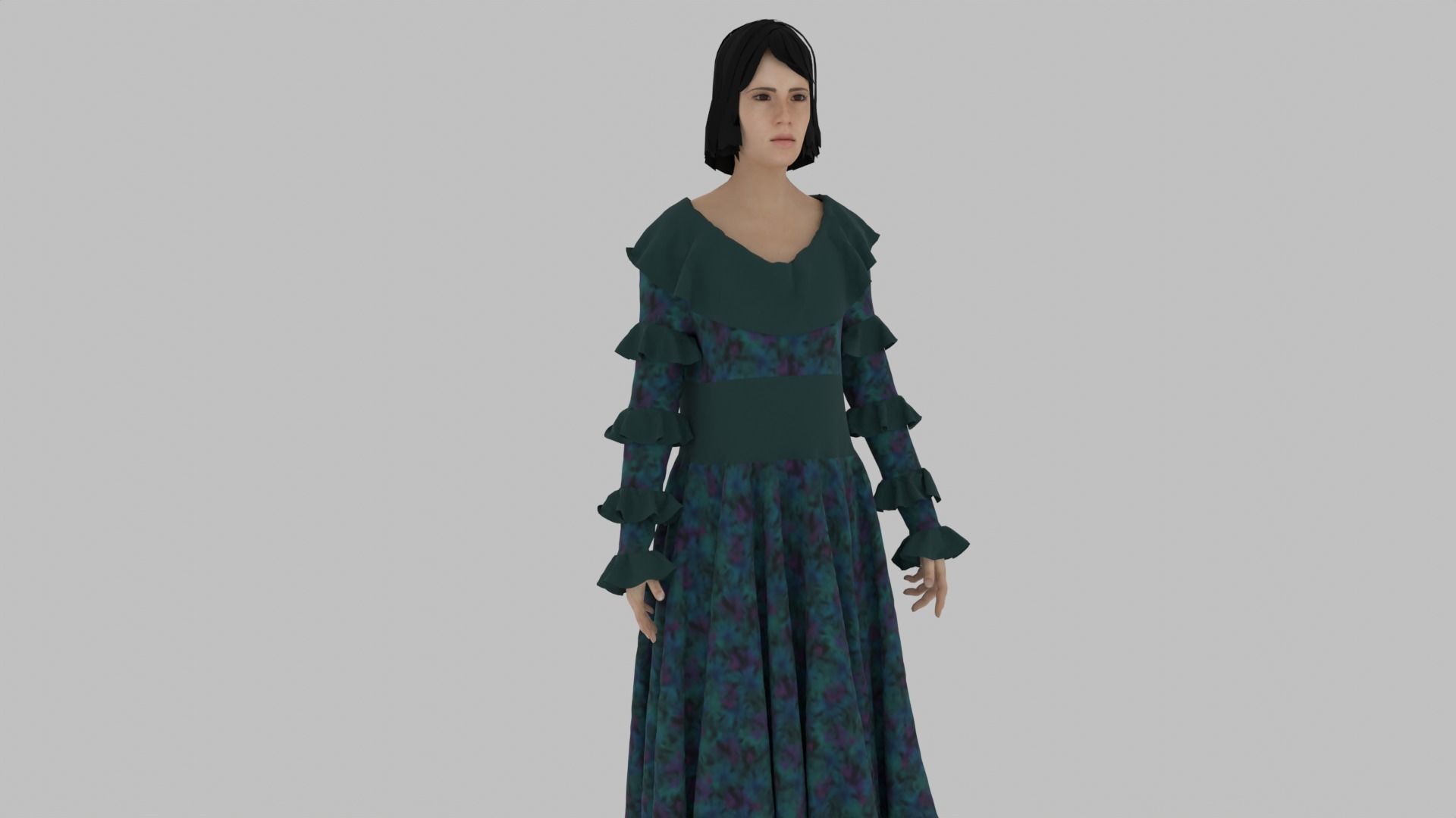 Female Character Low-poly 3D model_2