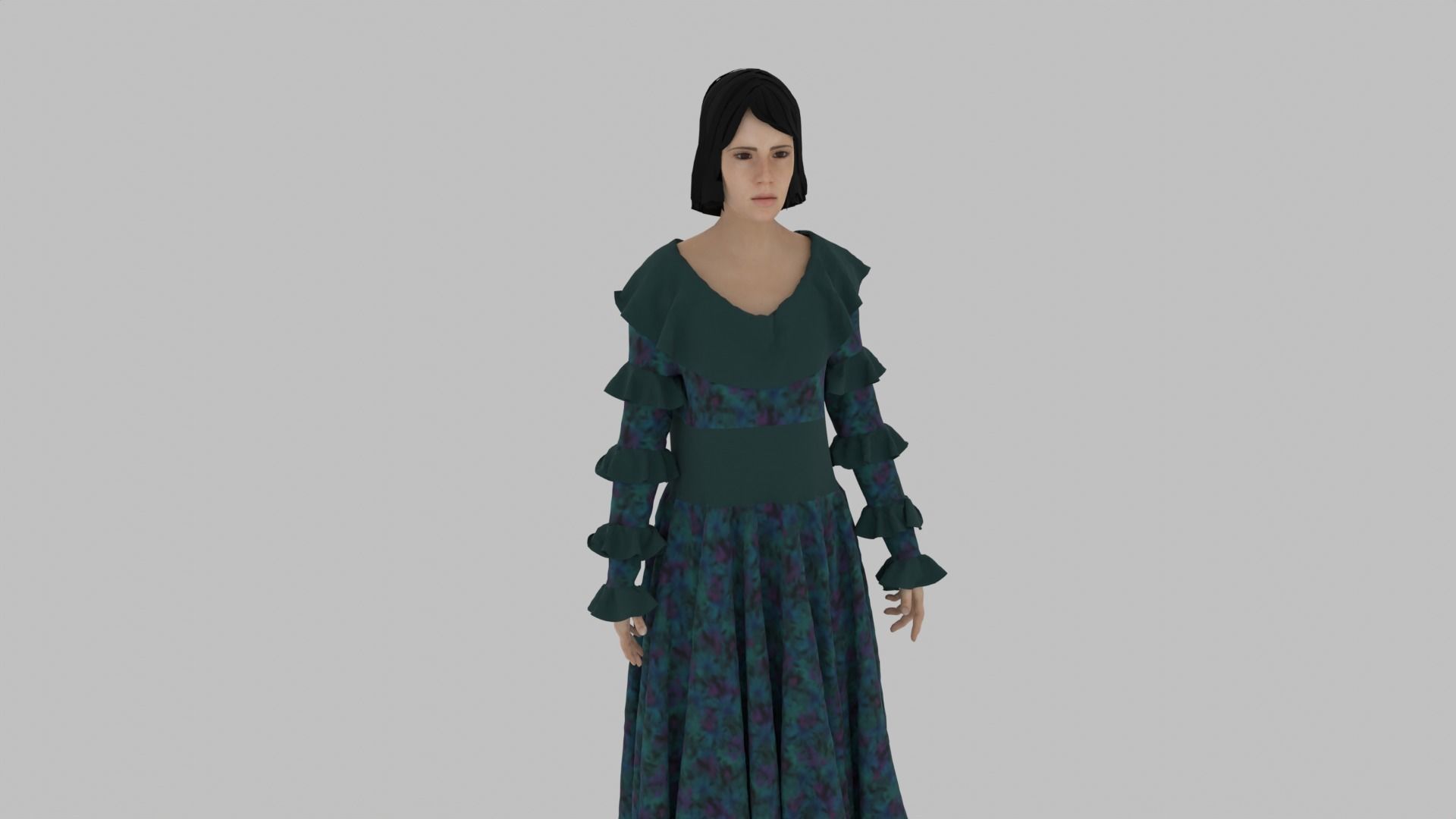 Female Character Low-poly 3D model_5