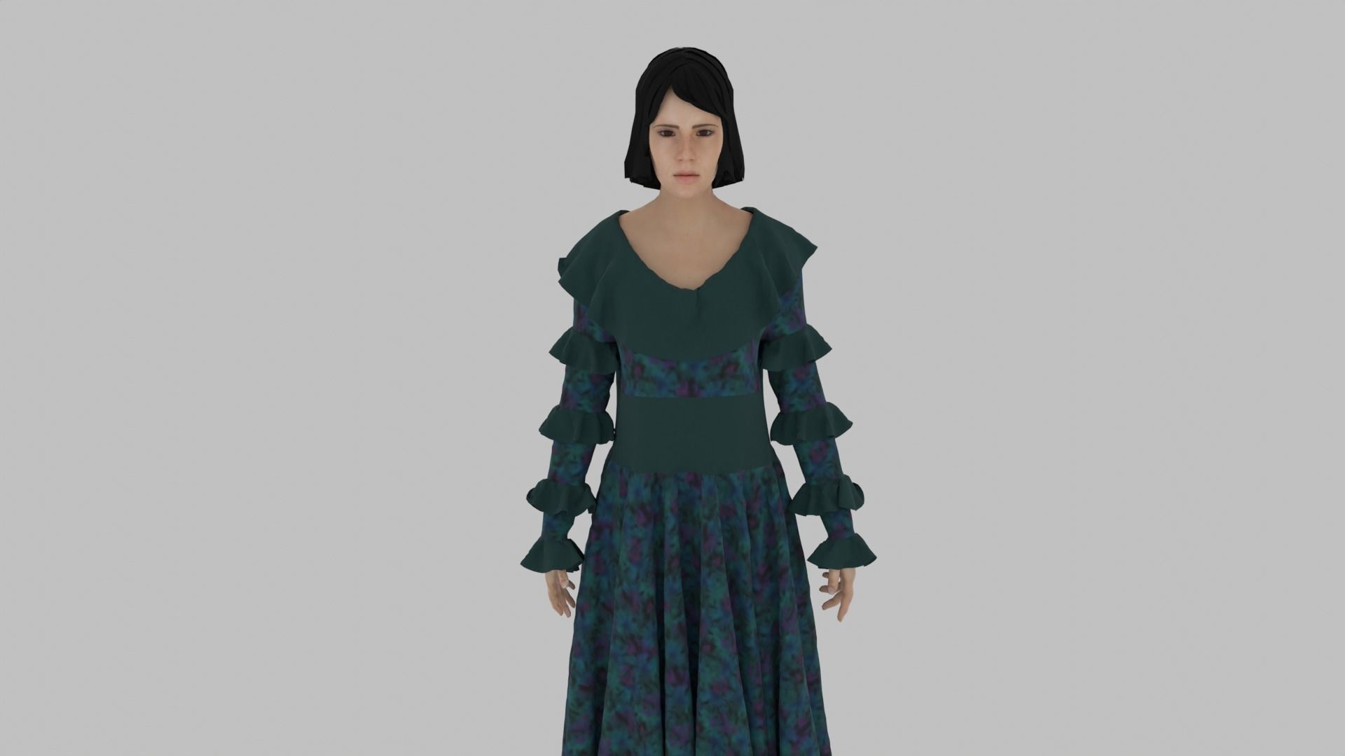 Female Character Low-poly 3D model_6
