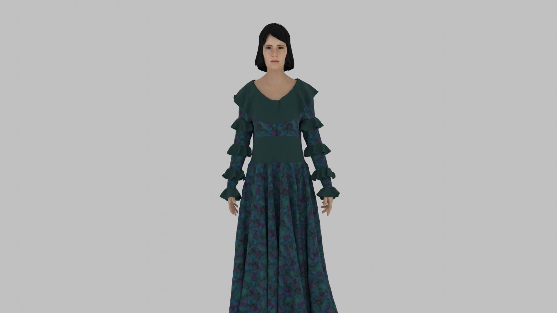 Female Character Low-poly 3D model_1