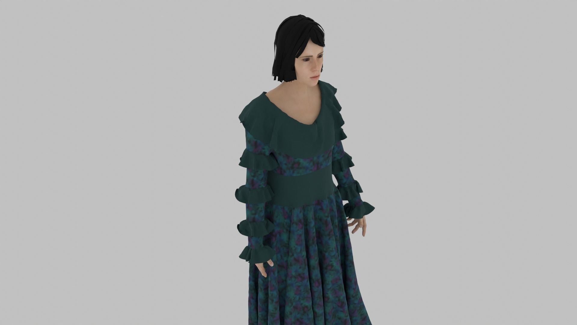 Female Character Low-poly 3D model_3