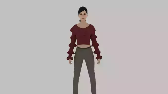 Realistic Girl Character Low-poly 3D model