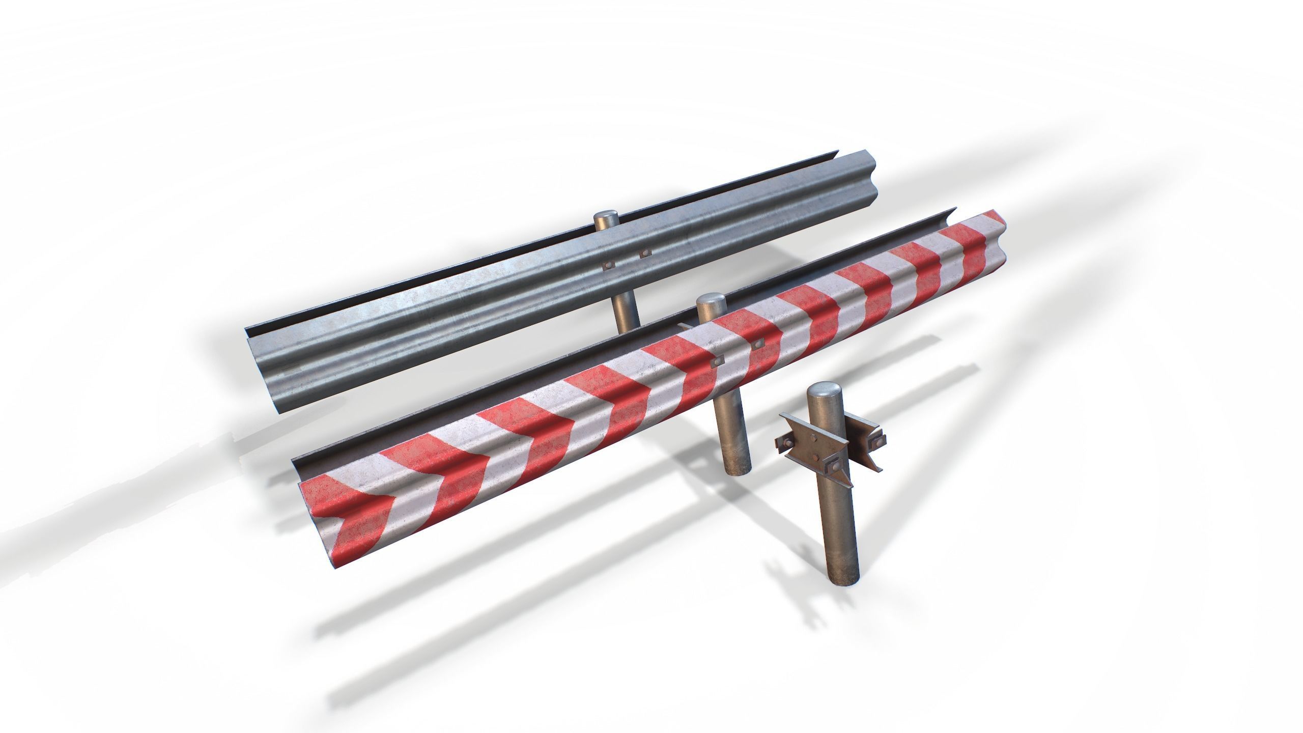 Modular Highway Fencing Low-poly 3D model_1