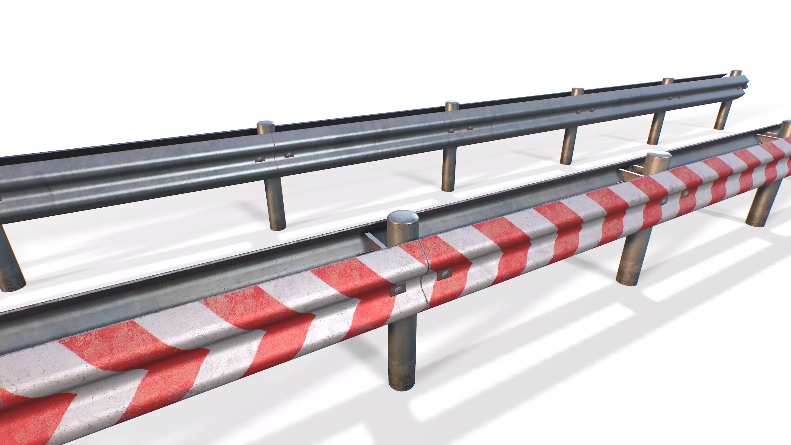 Modular Highway Fencing Low-poly 3D model_0