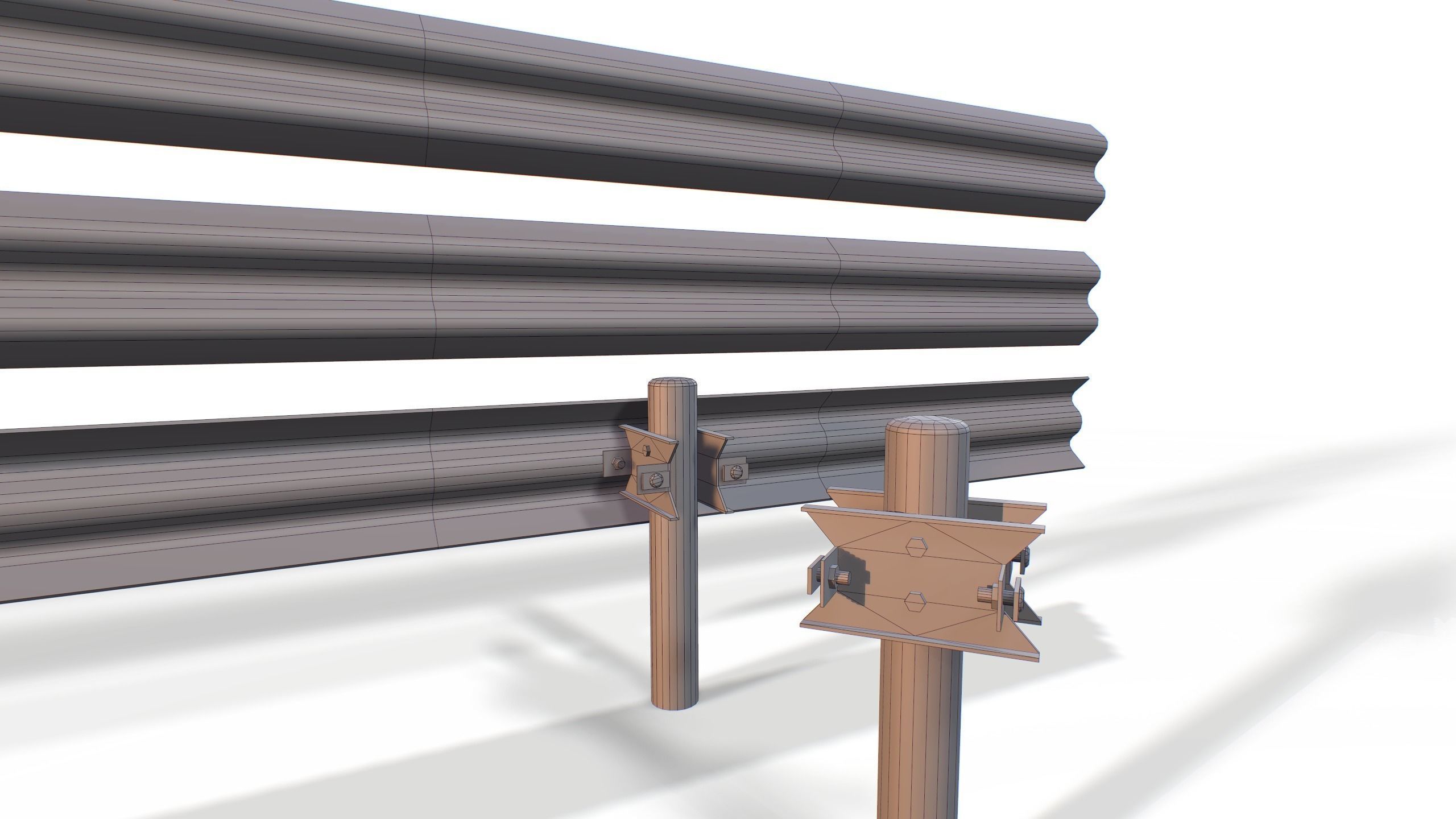 Modular Highway Fencing Low-poly 3D model_3
