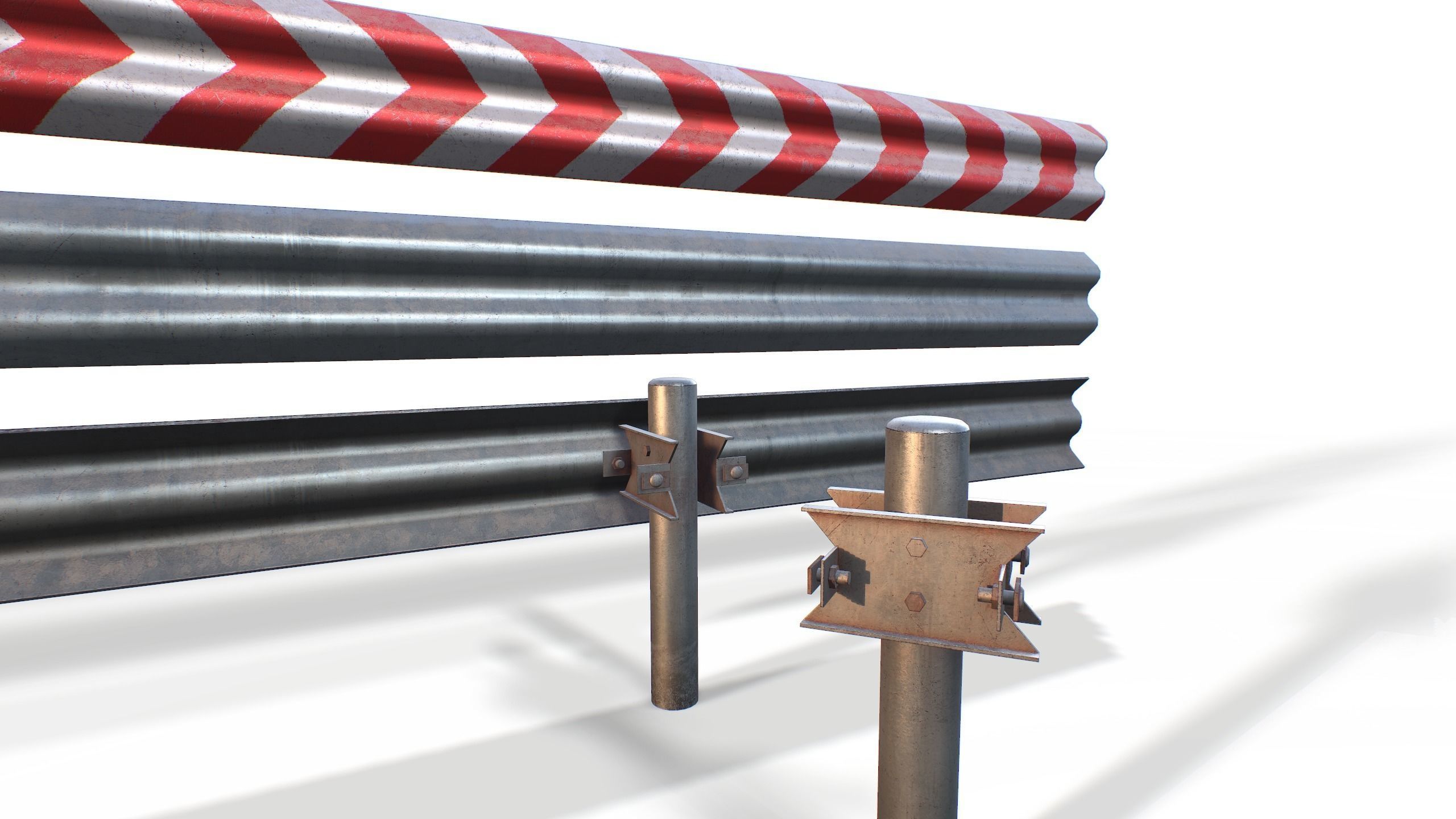 Modular Highway Fencing Low-poly 3D model_2